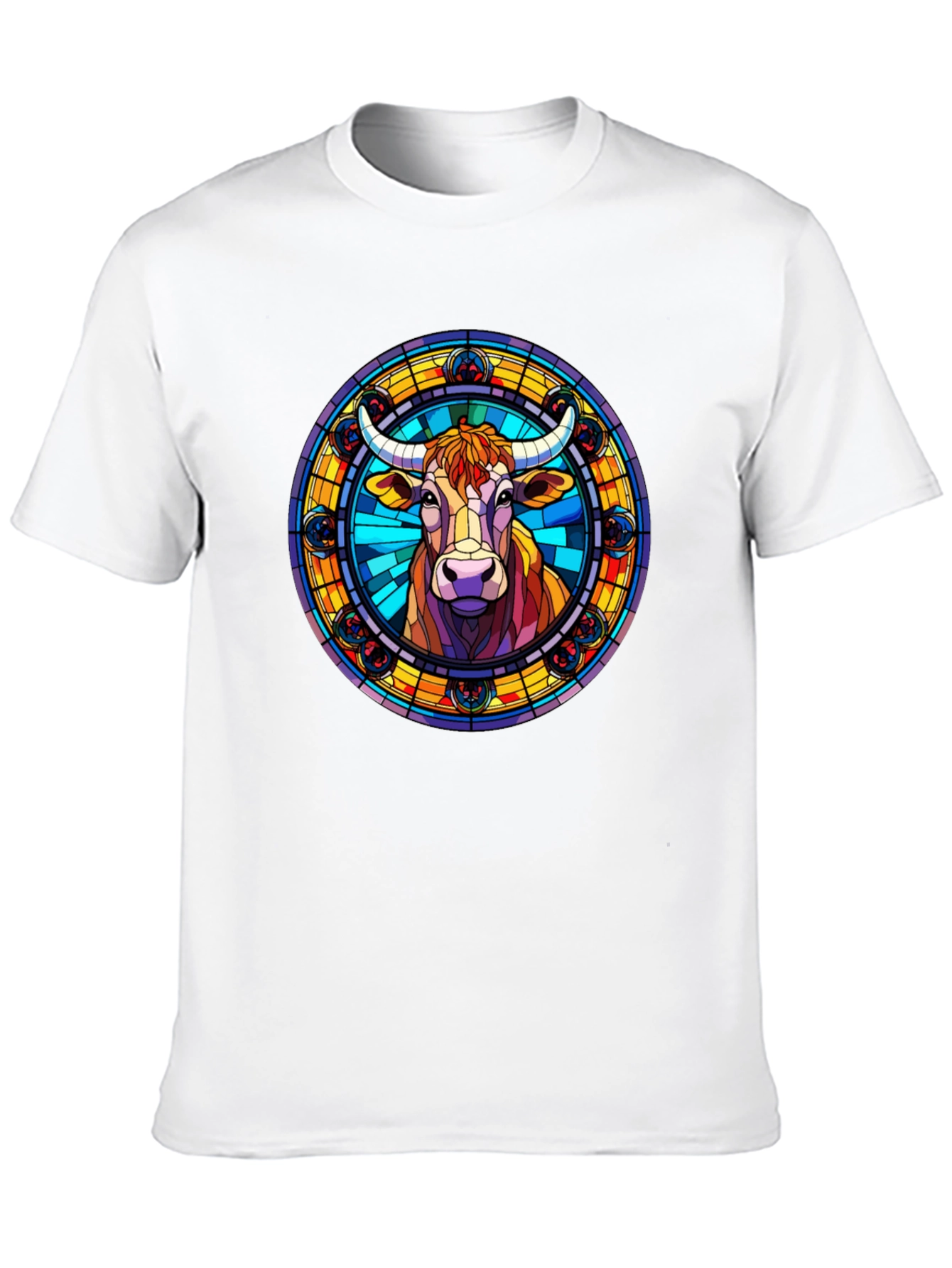 Stained Glass Cow Graphic Tee - Black