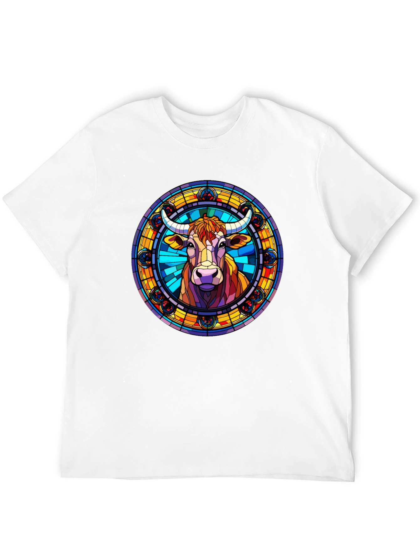 Stained Glass Cow Graphic Tee - Black