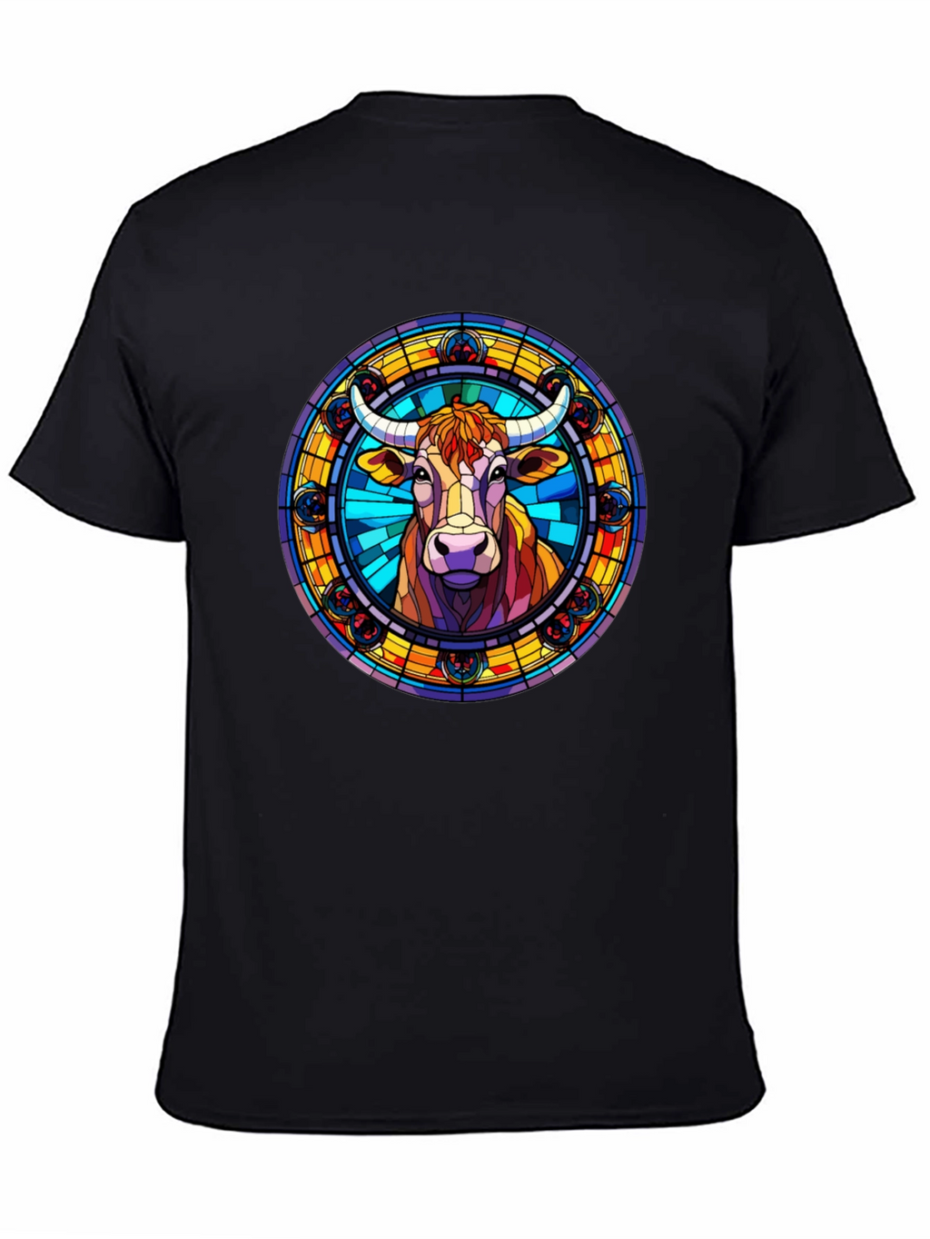 Stained Glass Cow Graphic Tee - Black