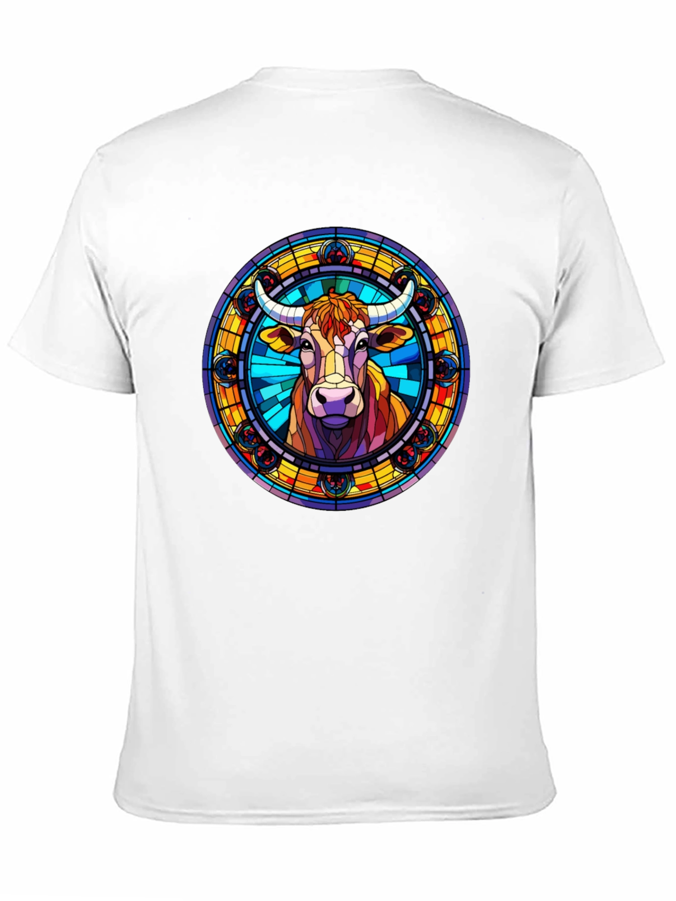 Stained Glass Cow Graphic Tee - Black