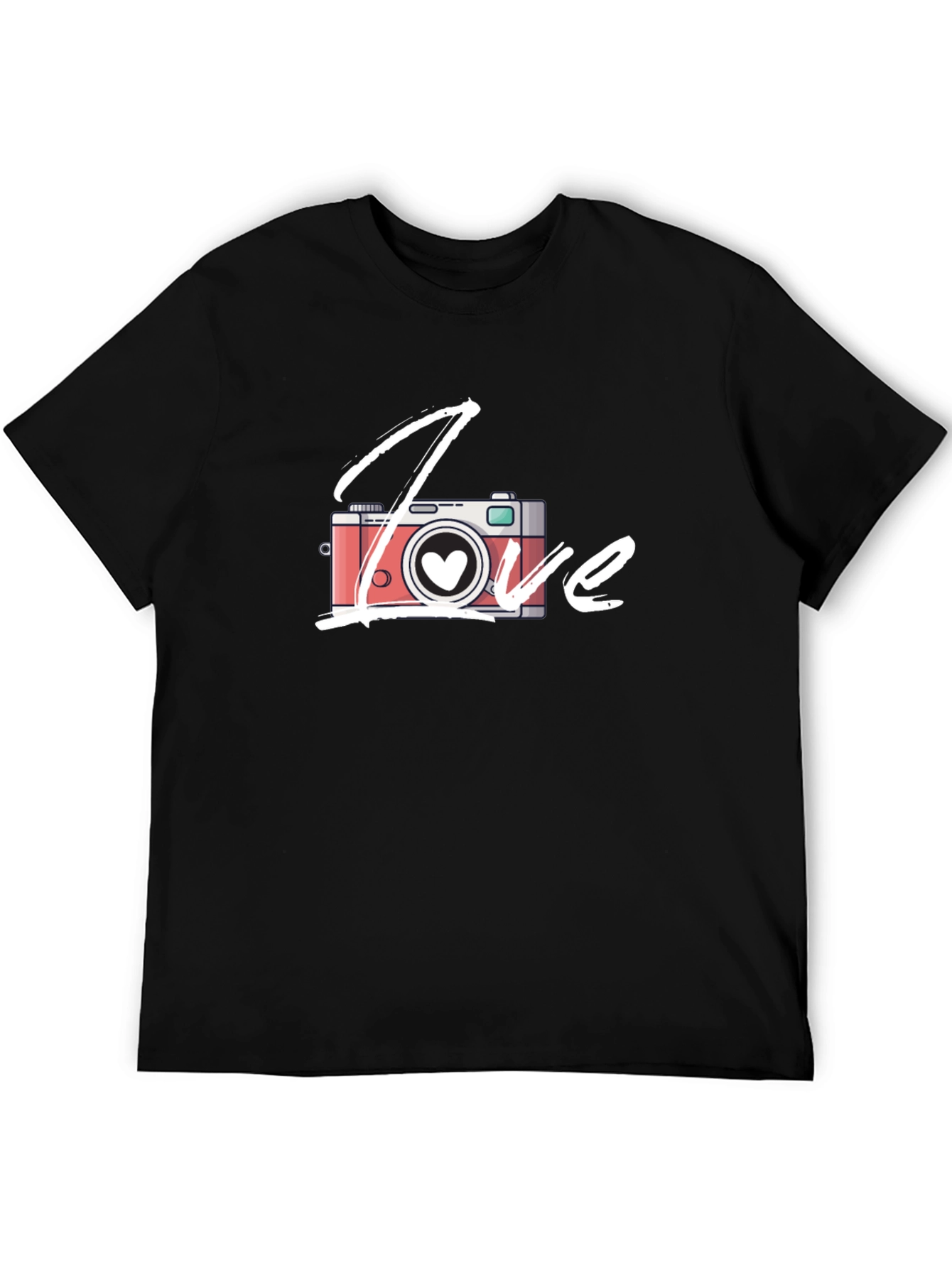 Love Camera T-Shirt - Black Cotton Graphic Tee