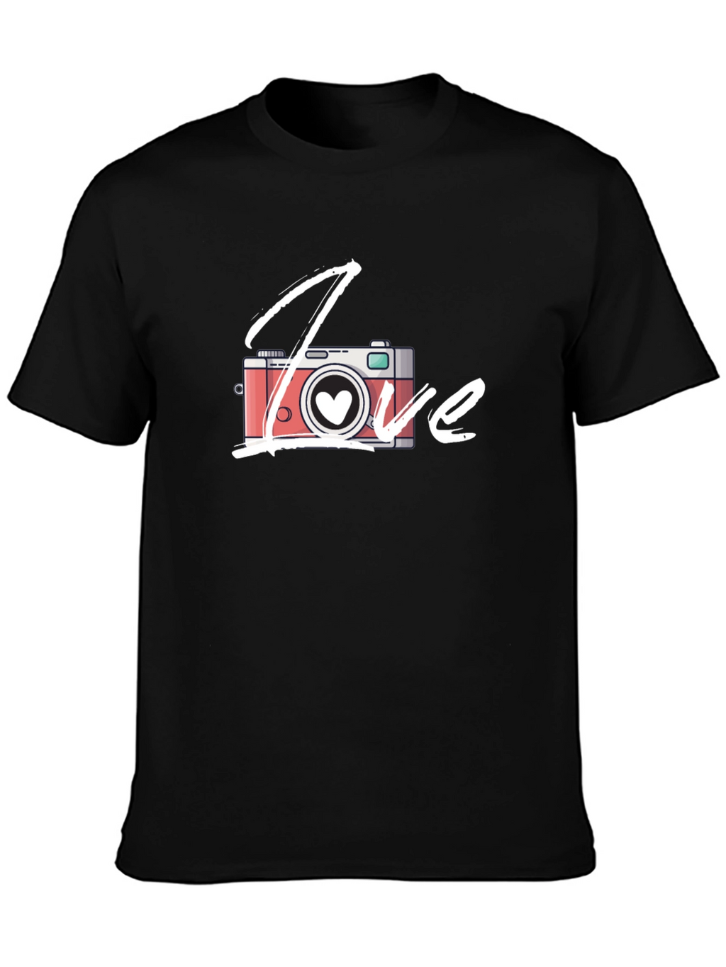 Love Camera T-Shirt - Black Cotton Graphic Tee