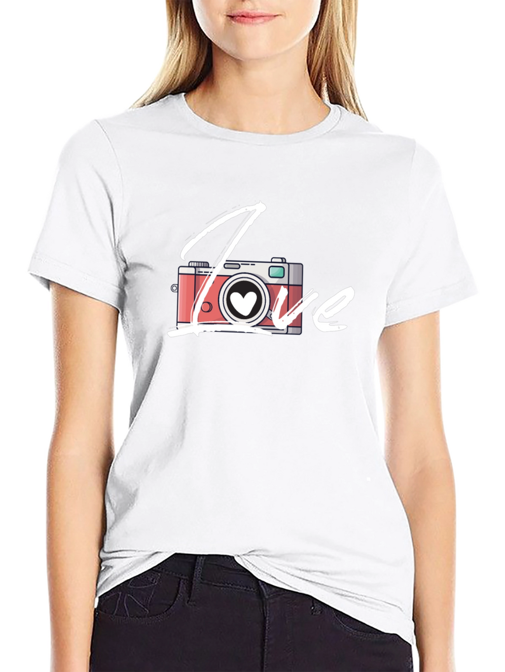Love Camera T-Shirt - Black Cotton Graphic Tee