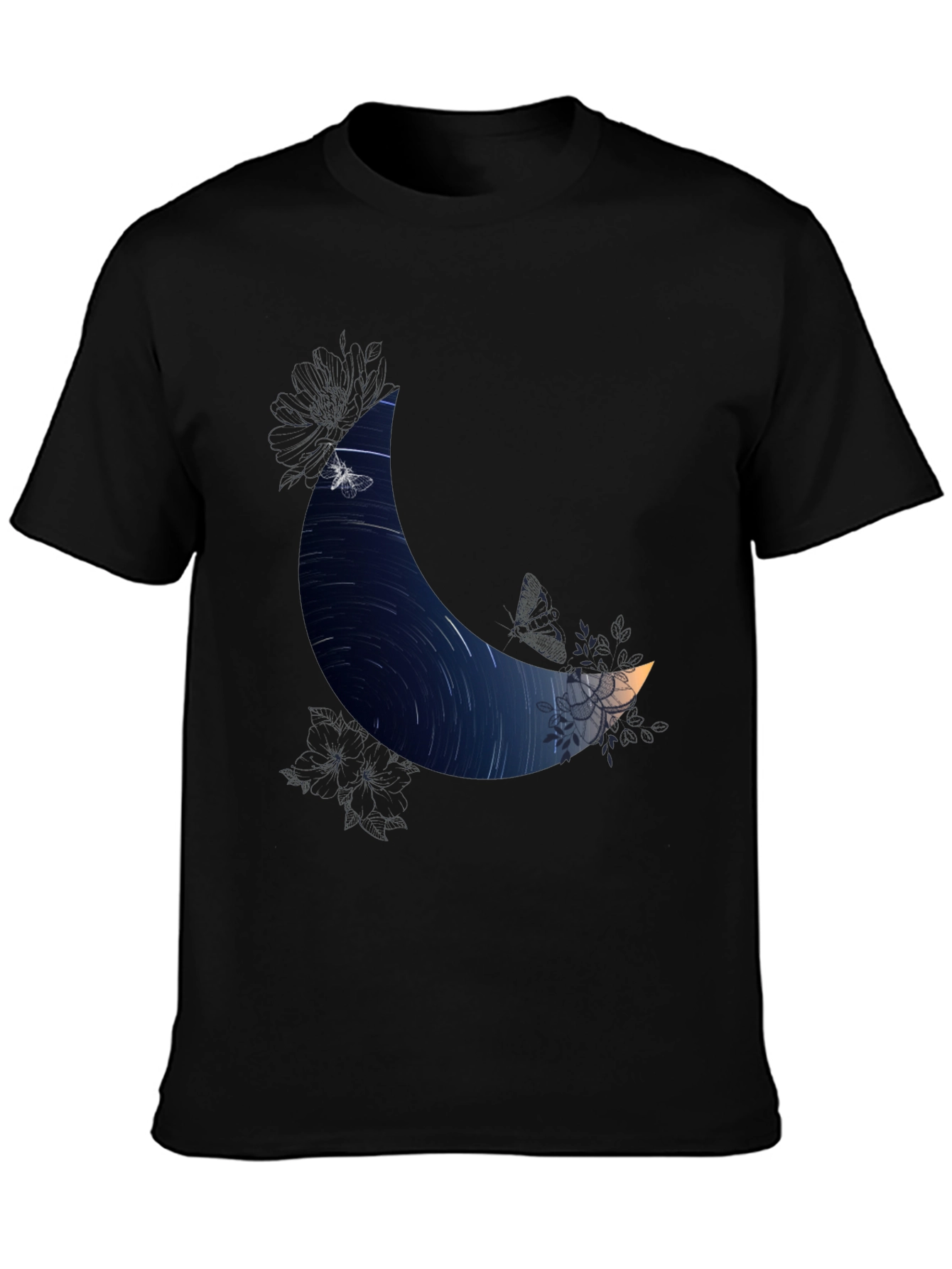 Crescent Moon Starry Night Graphic Tee
