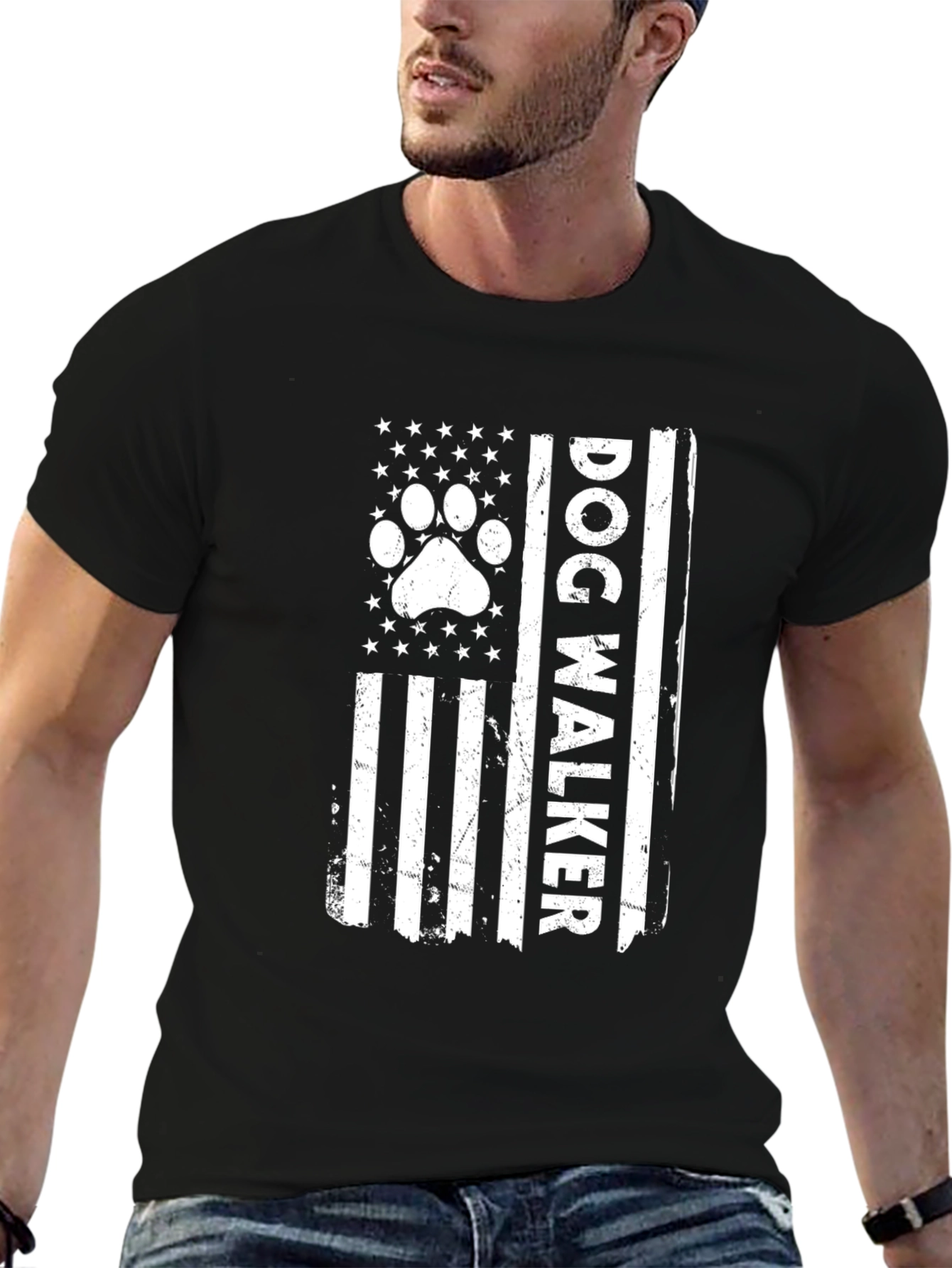 Dog Walker Flag Graphic Tee - USA Pride