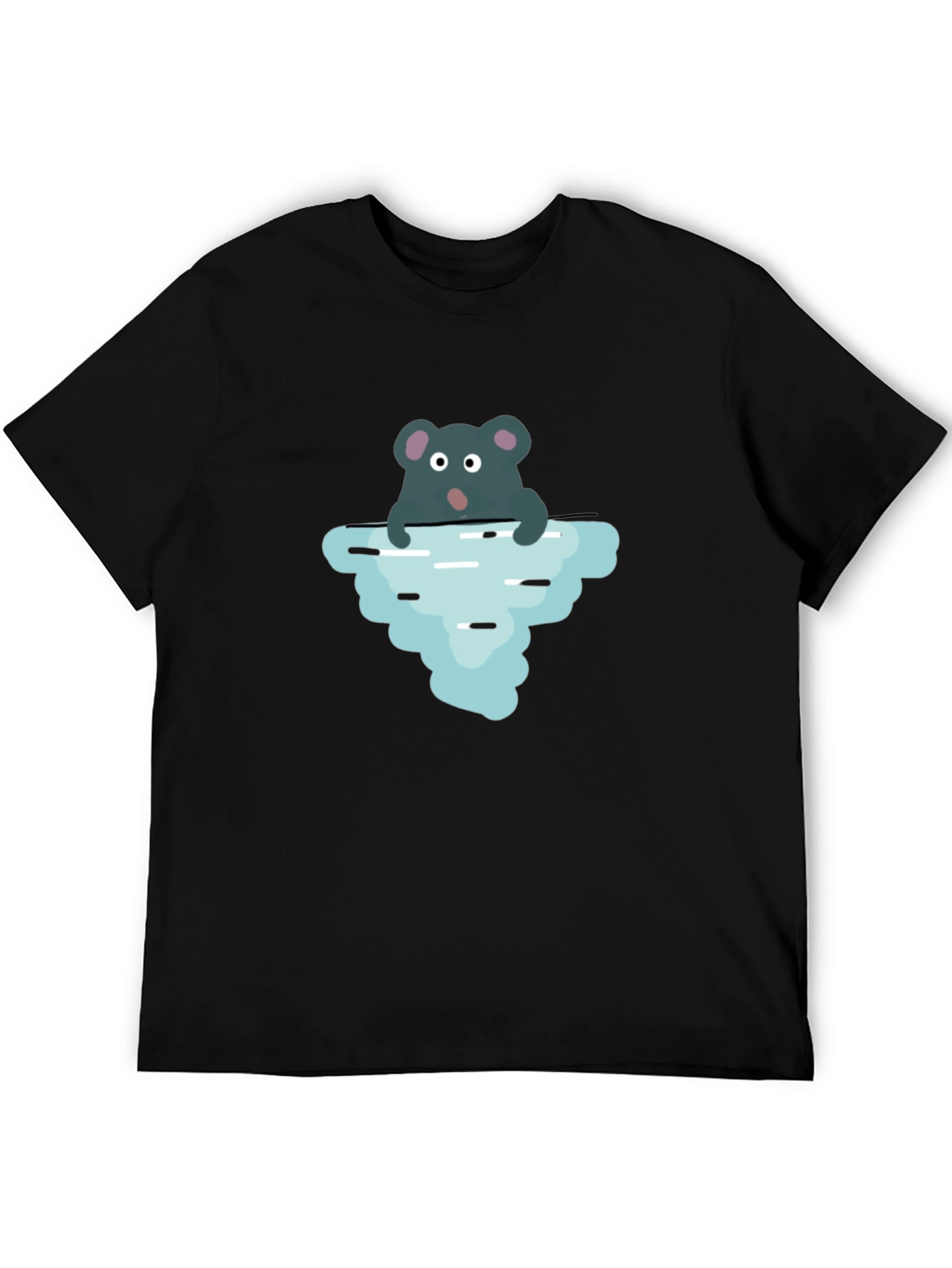 Cartoon Rat Iceberg Black T-Shirt