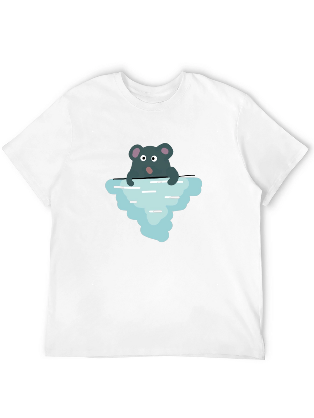 Cartoon Rat Iceberg Black T-Shirt