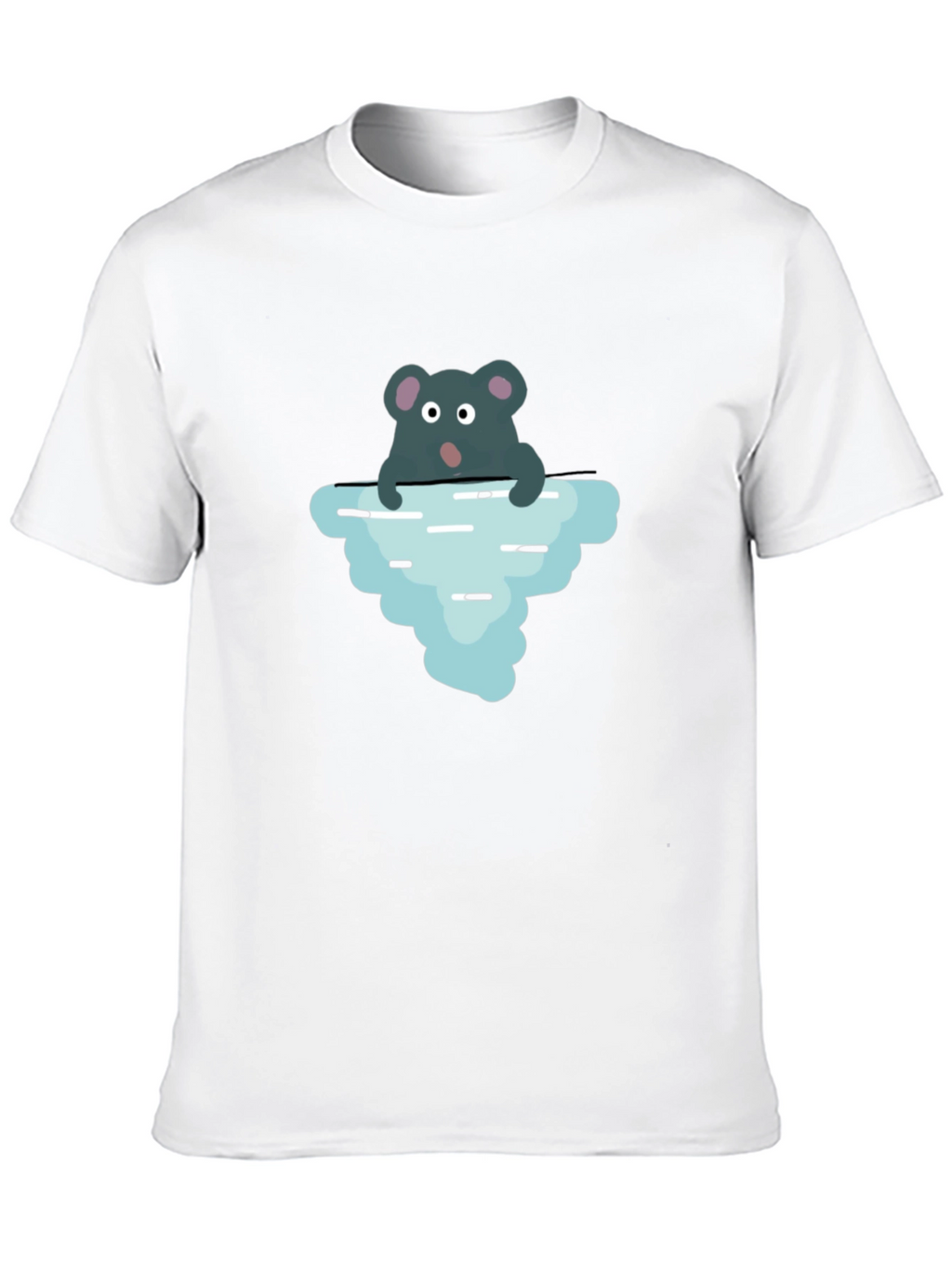 Cartoon Rat Iceberg Black T-Shirt