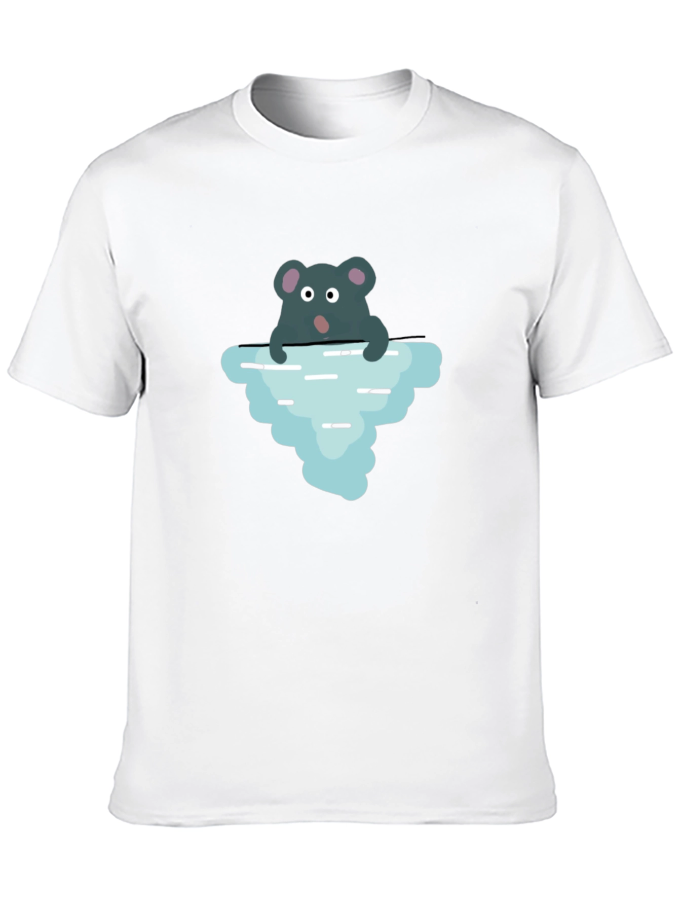 Cartoon Rat Iceberg Black T-Shirt