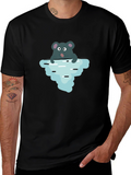 Cartoon Rat Iceberg Black T-Shirt