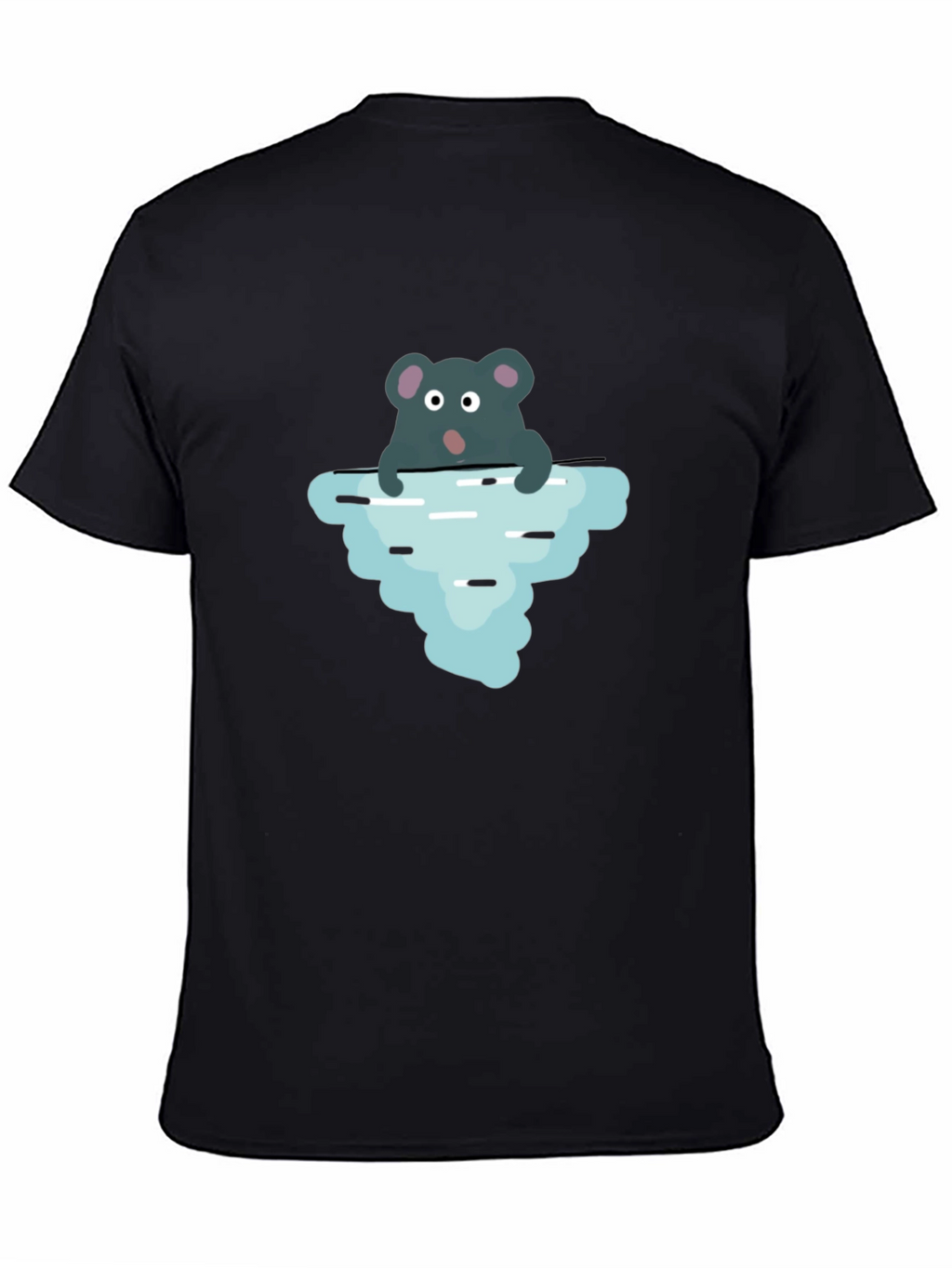 Cartoon Rat Iceberg Black T-Shirt
