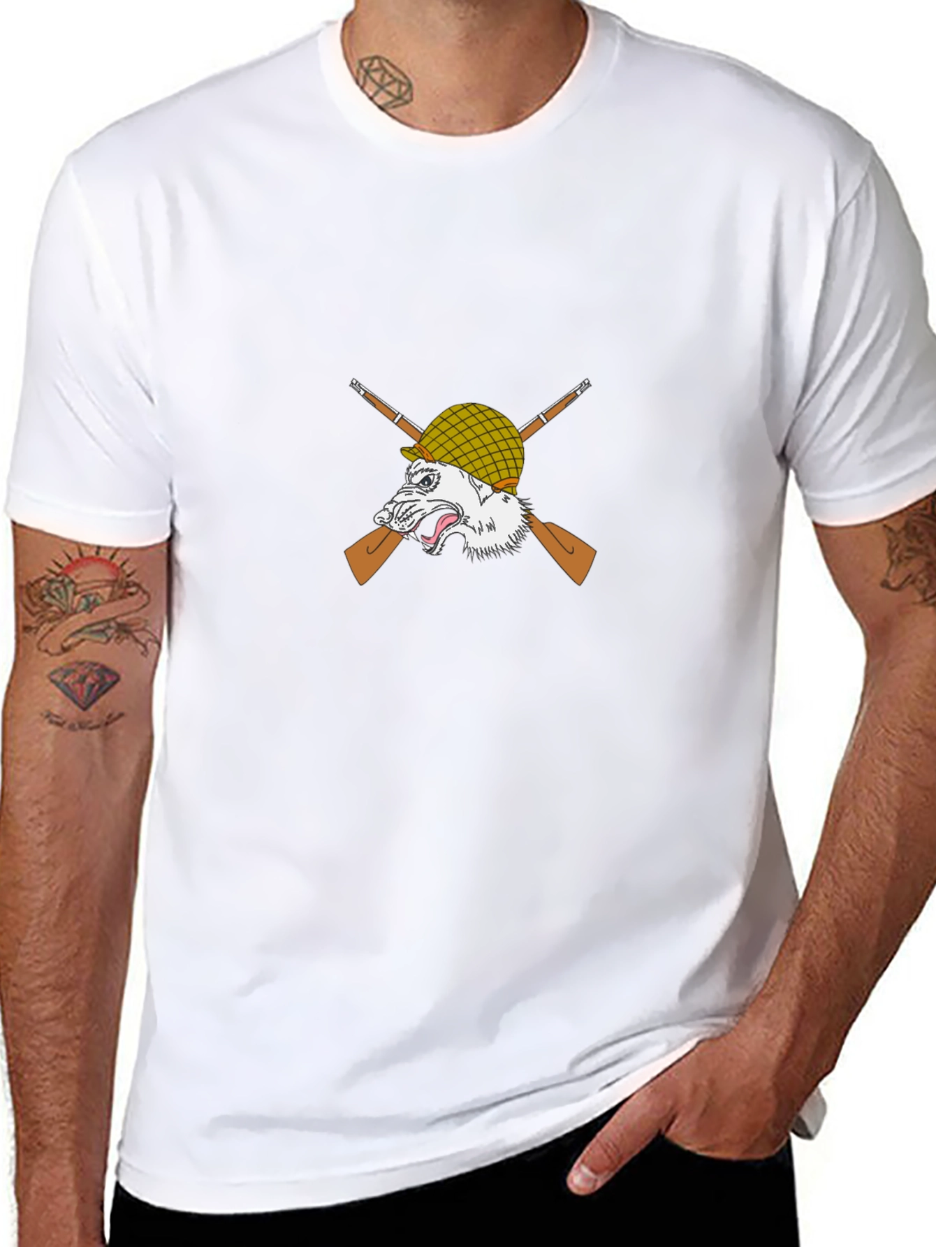 Wolf Warrior Graphic Tee - Black Cotton T-Shirt