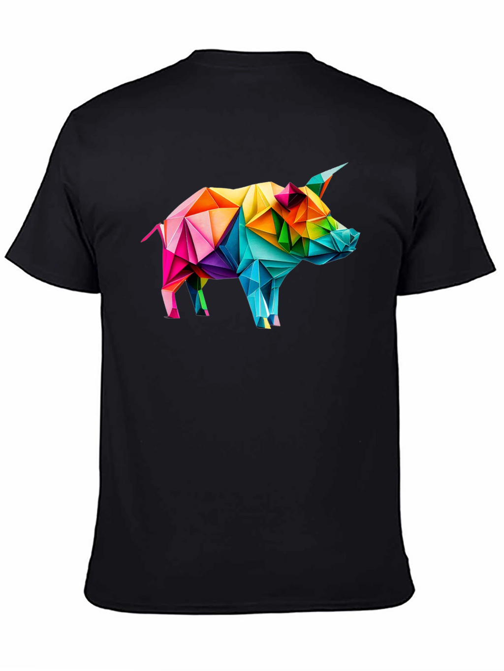 Geometric Pig Graphic Tee - Black Unisex T-Shirt