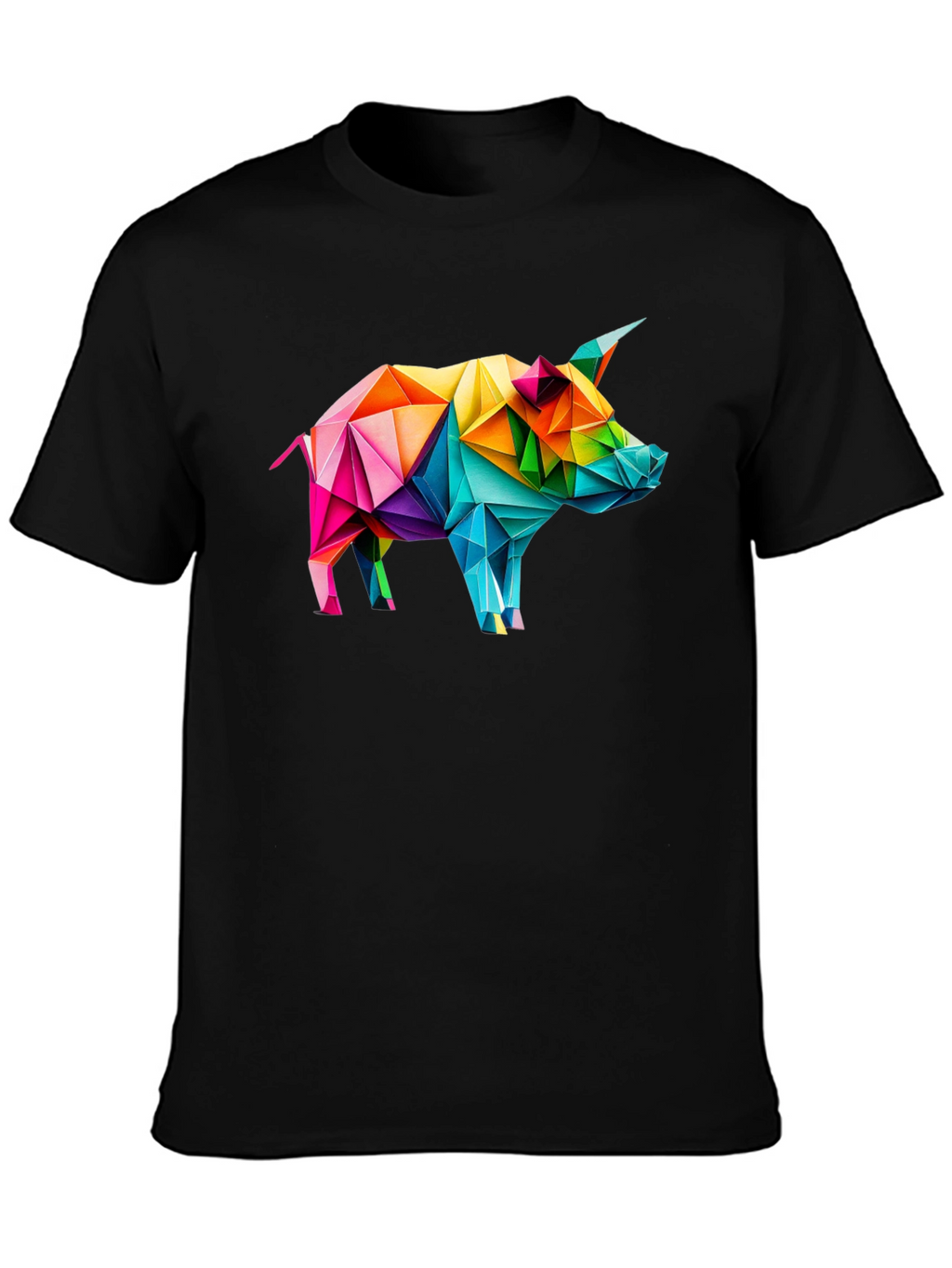 Geometric Pig Graphic Tee - Black Unisex T-Shirt