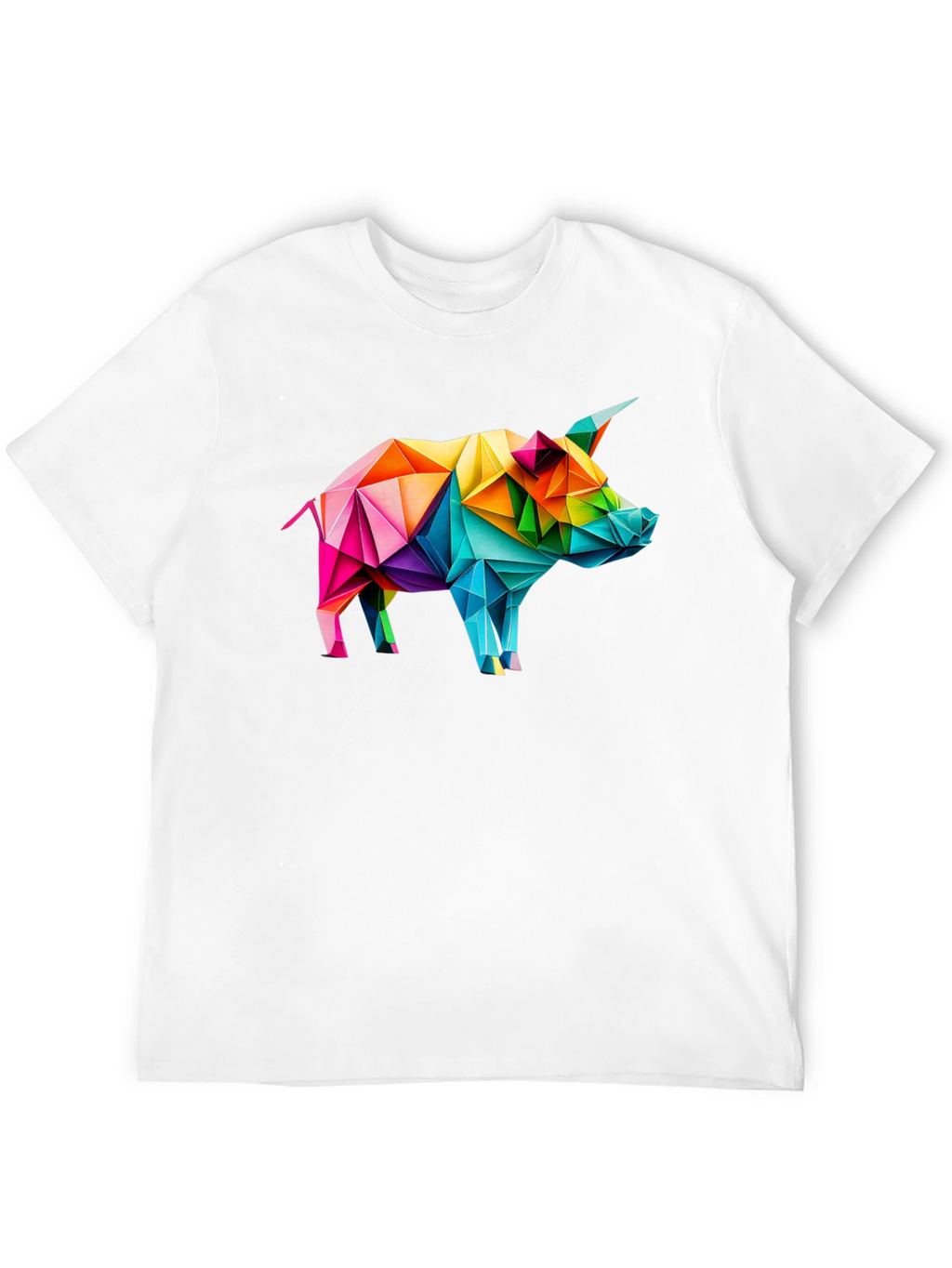 Geometric Pig Graphic Tee - Black Unisex T-Shirt