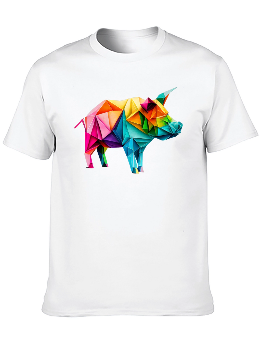 Geometric Pig Graphic Tee - Black Unisex T-Shirt