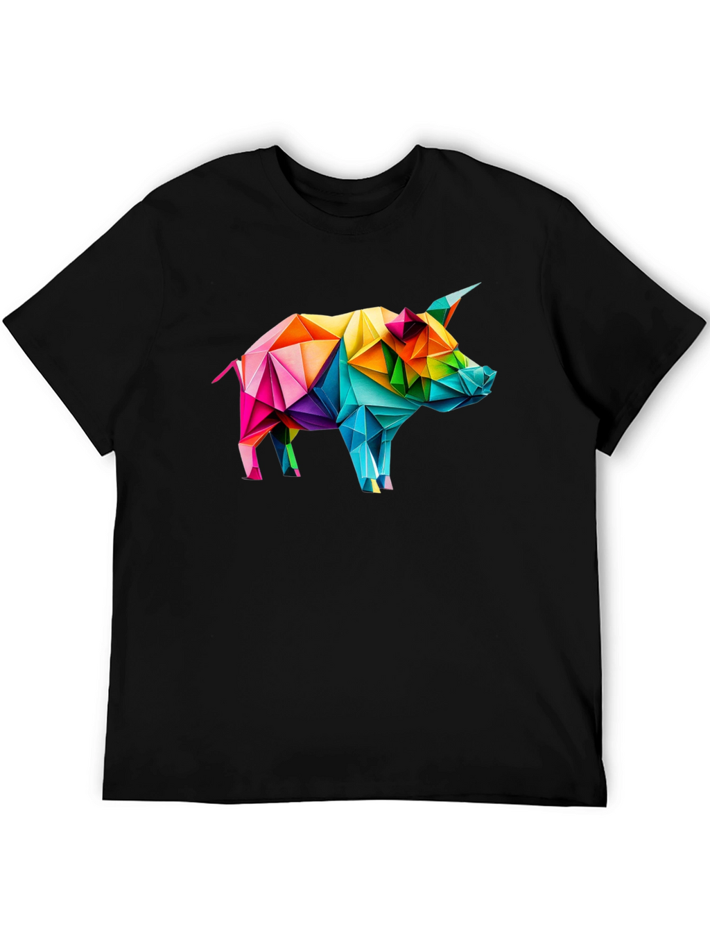 Geometric Pig Graphic Tee - Black Unisex T-Shirt