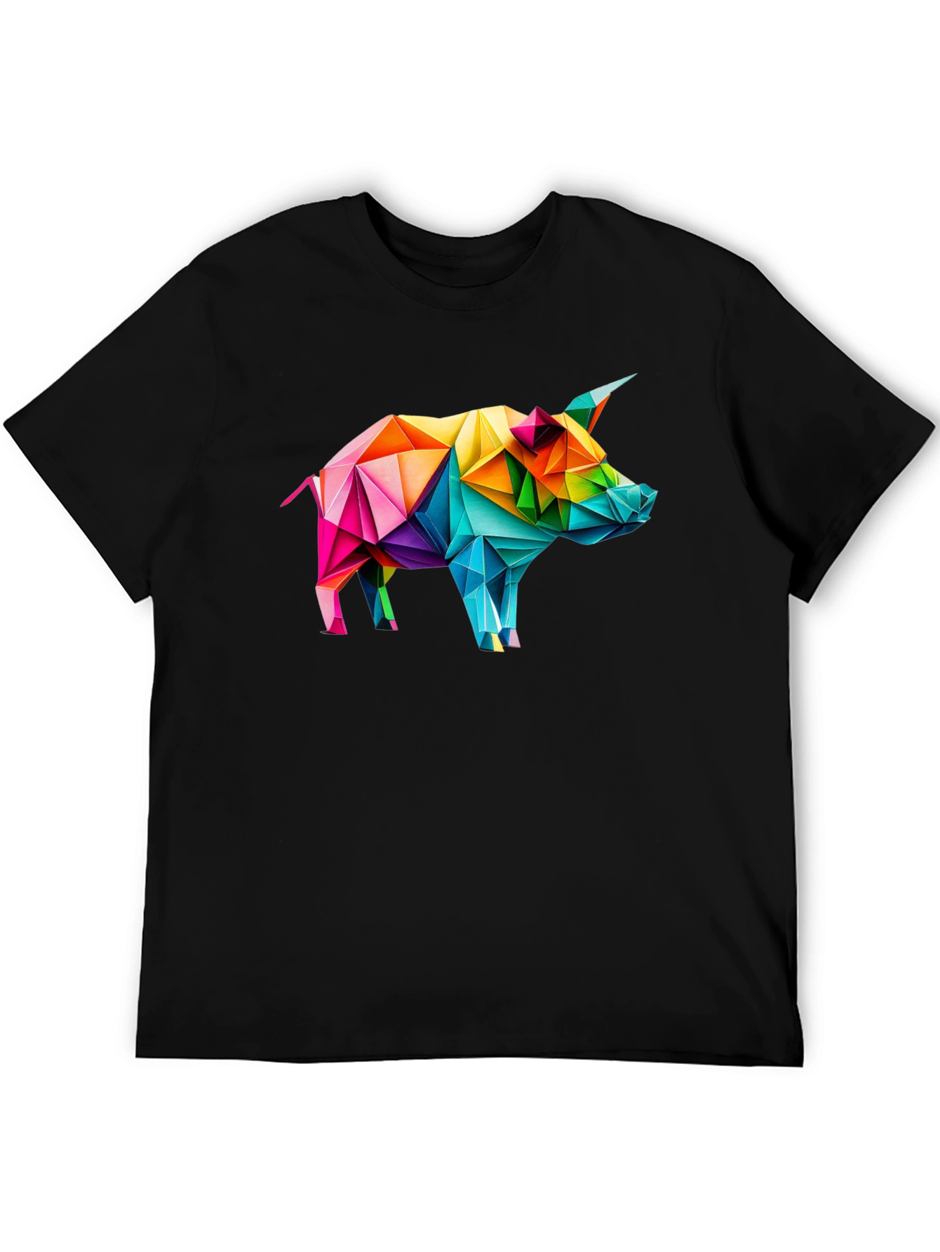 Geometric Pig Graphic Tee - Black Unisex T-Shirt