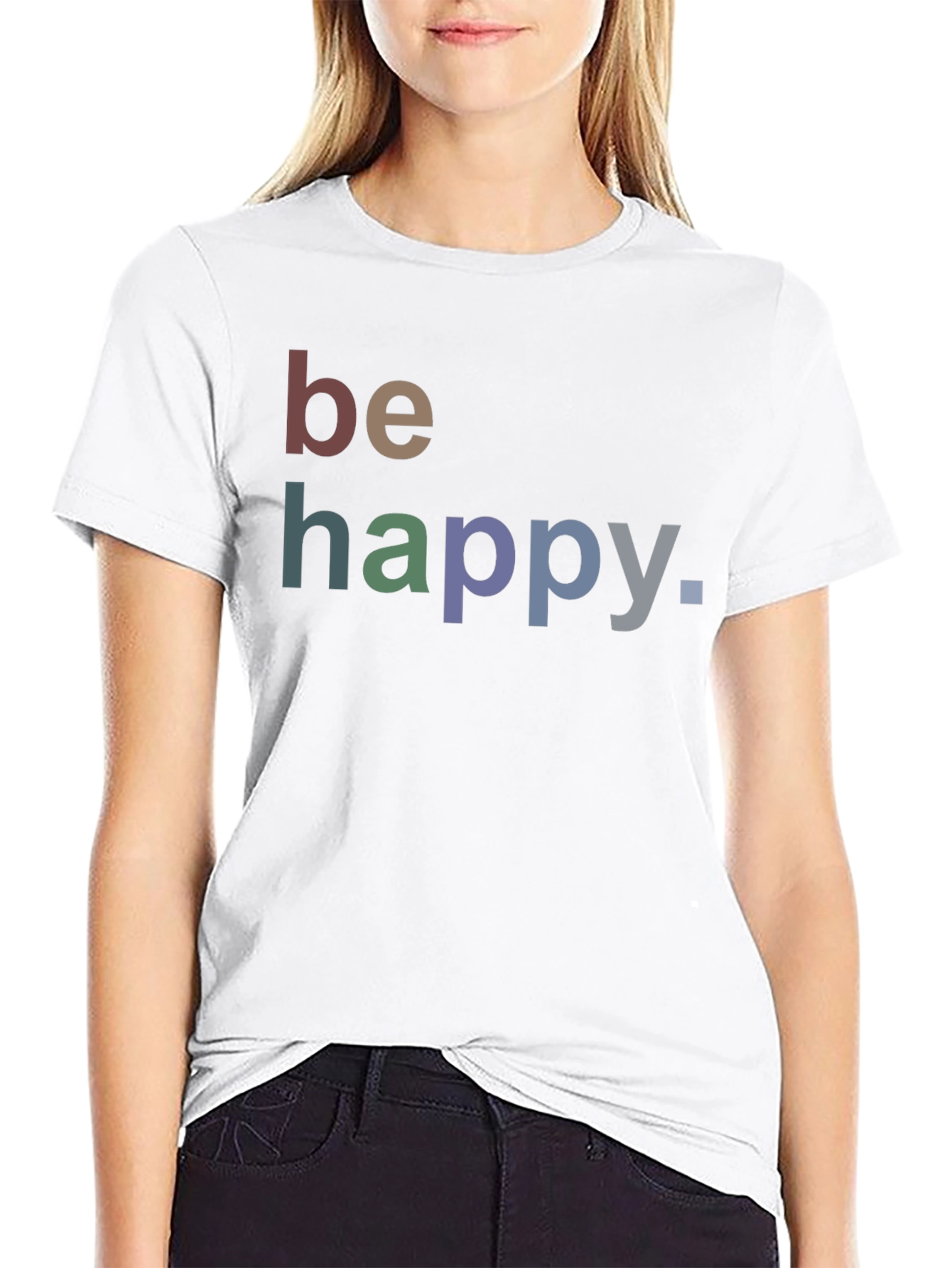 Be Happy Graphic Tee - Stylish & Comfortable Black T-Shirt