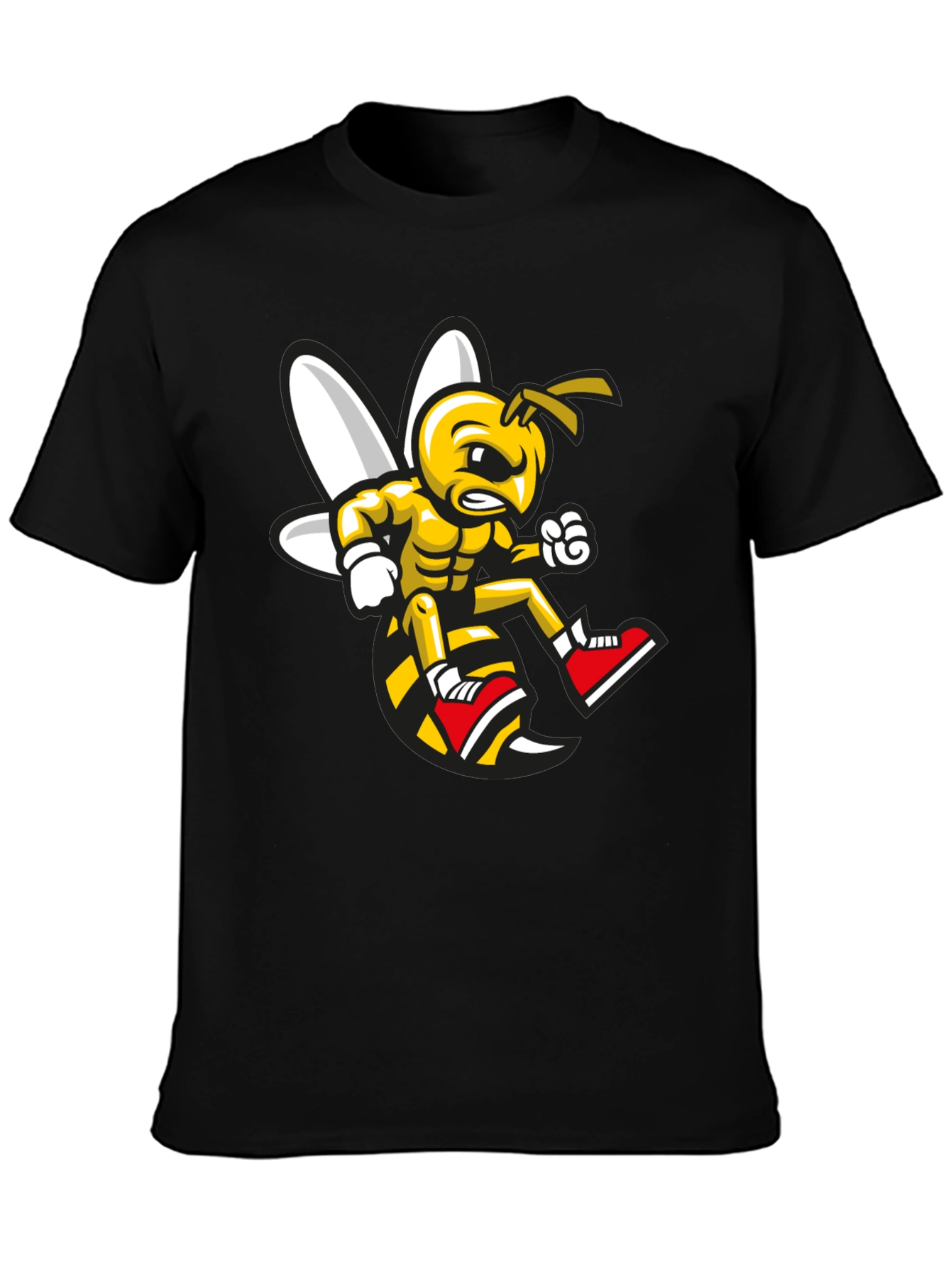 Angry Bee Graphic Tee - Black Cotton Shirt