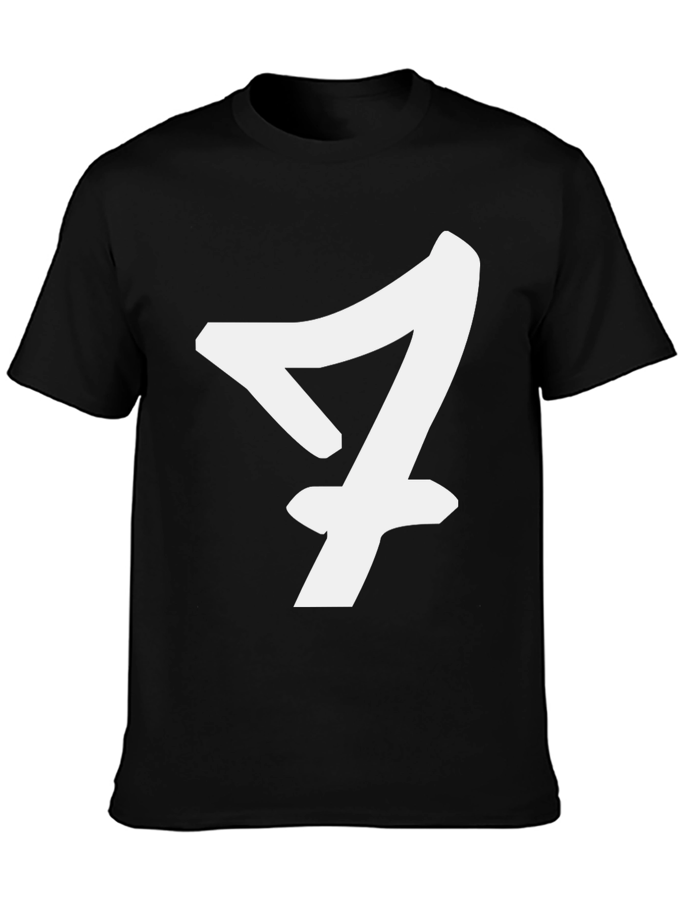 Bold Number Seven Graphic Tee - Black Cotton
