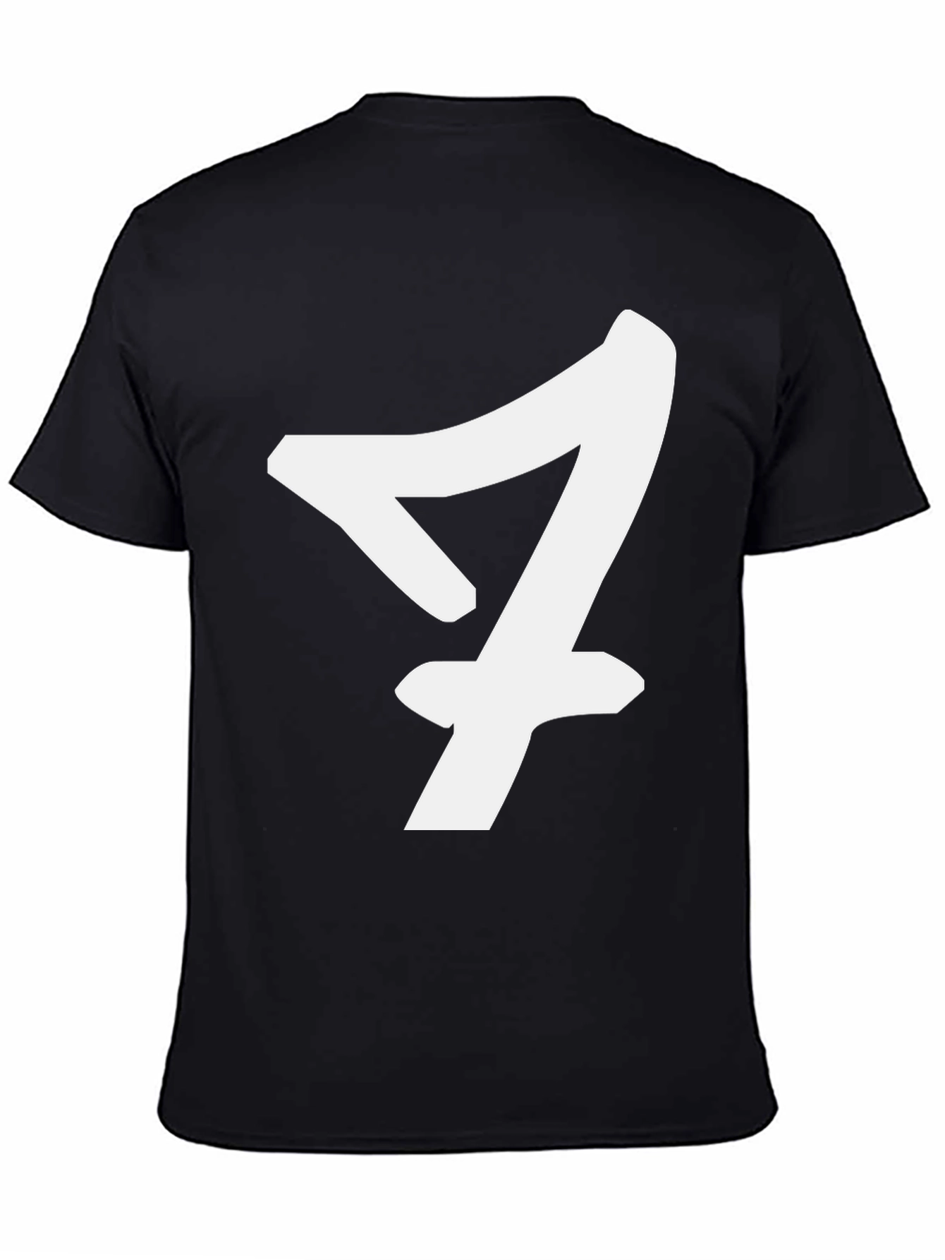 Bold Number Seven Graphic Tee - Black Cotton