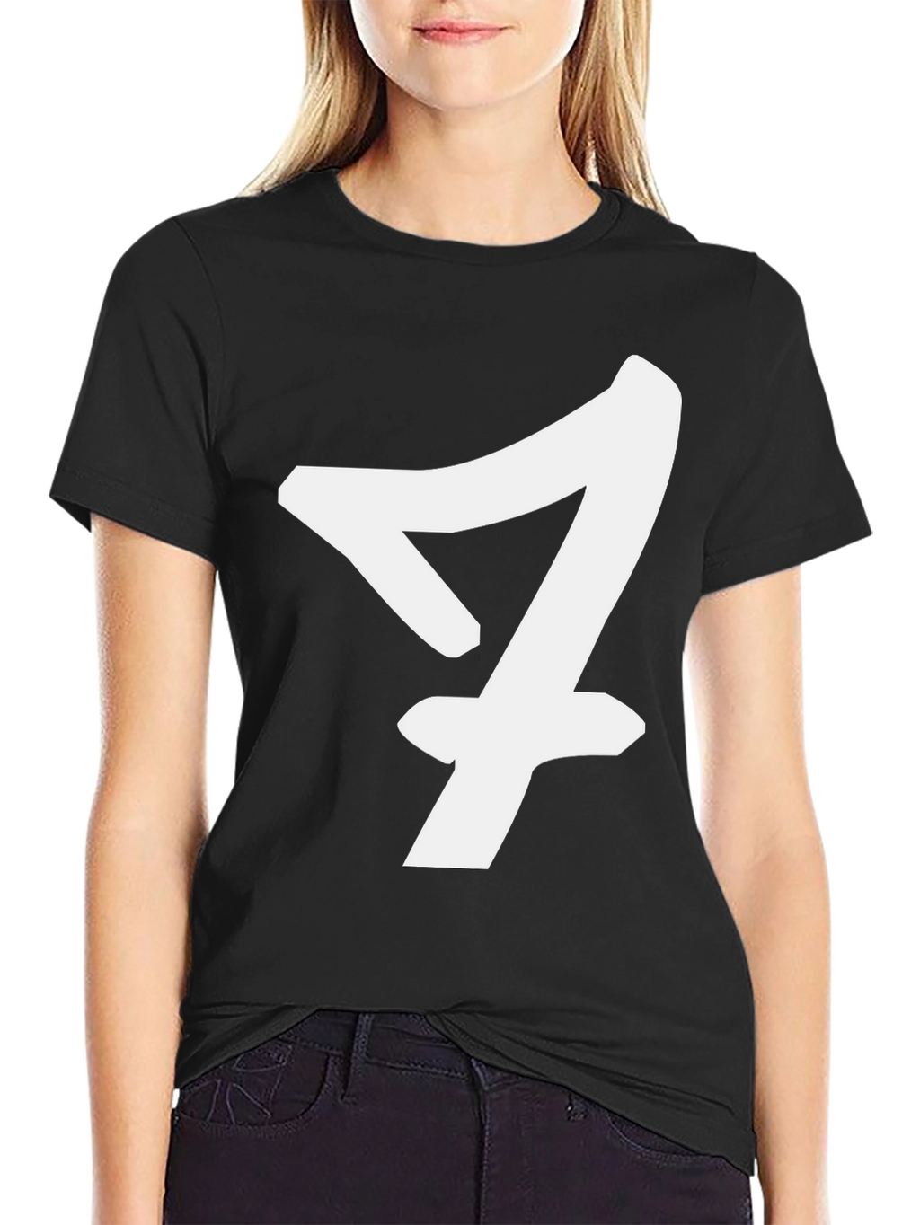 Bold Number Seven Graphic Tee - Black Cotton