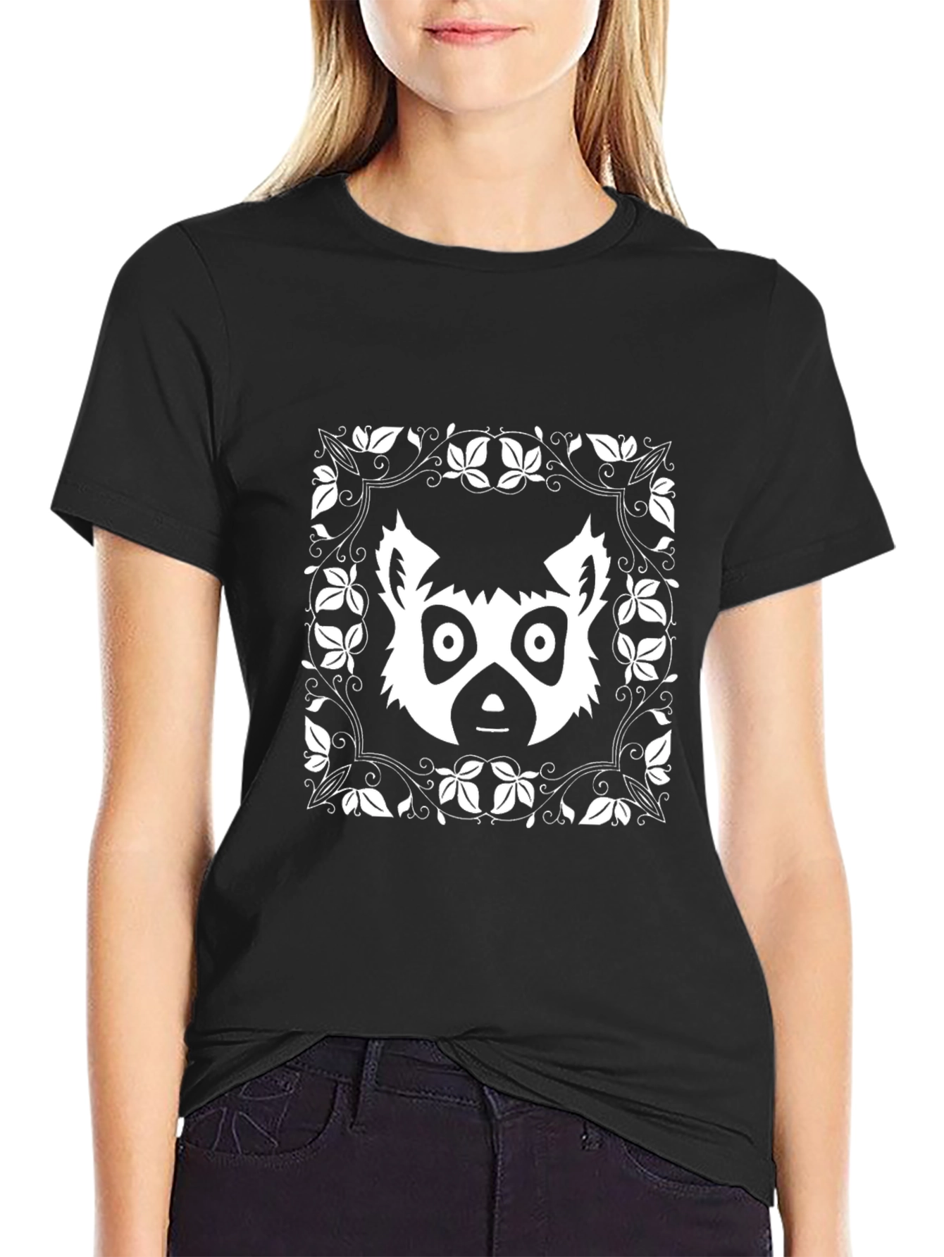 Lemur Graphic Tee - Black Cotton Blend