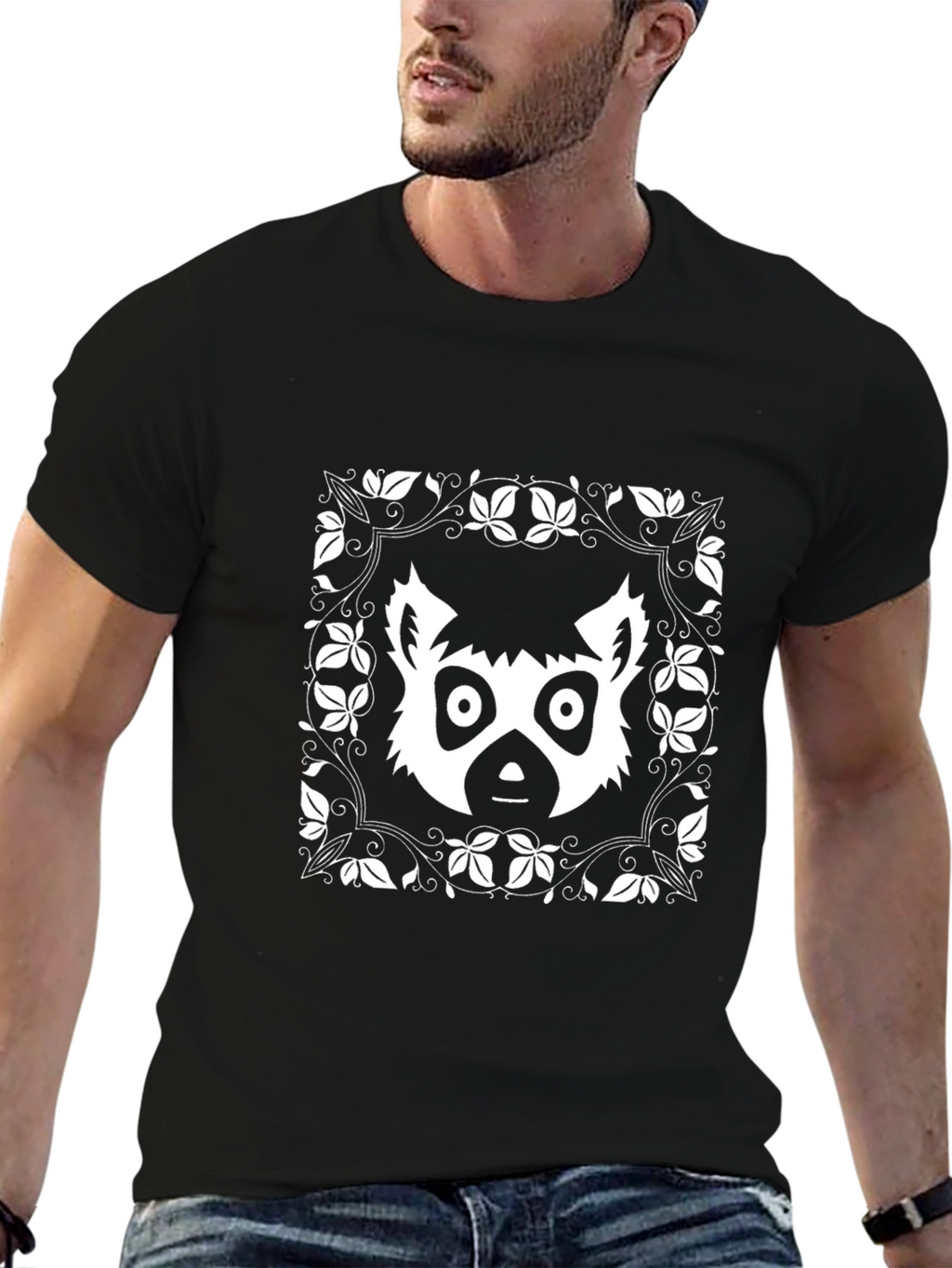 Lemur Graphic Tee - Black Cotton Blend