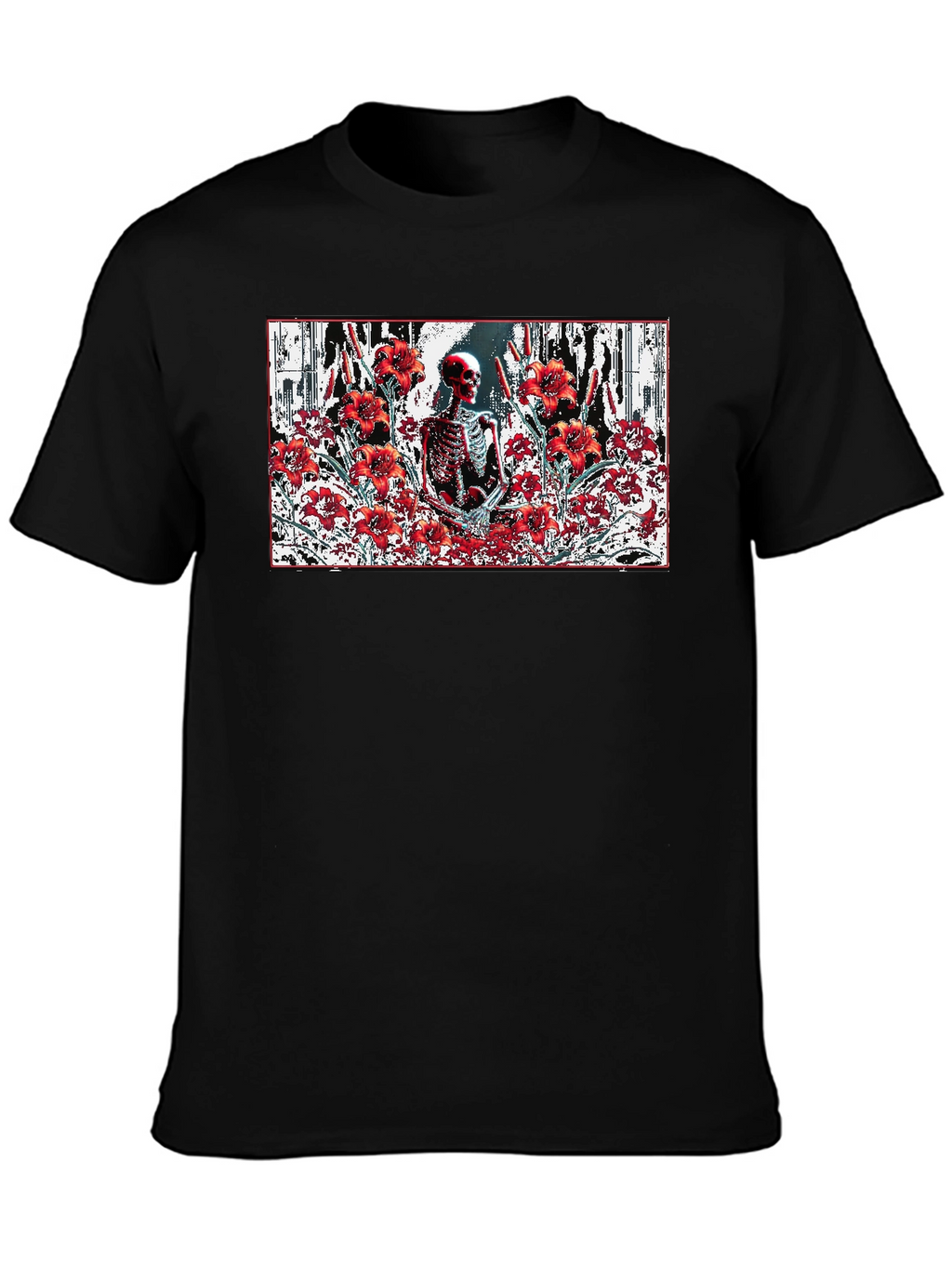 Skeleton in Floral T-Shirt - Gothic Style