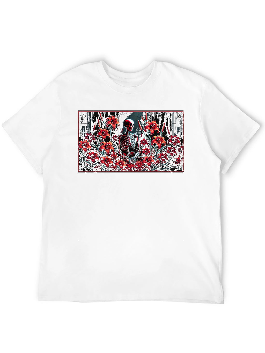 Skeleton in Floral T-Shirt - Gothic Style
