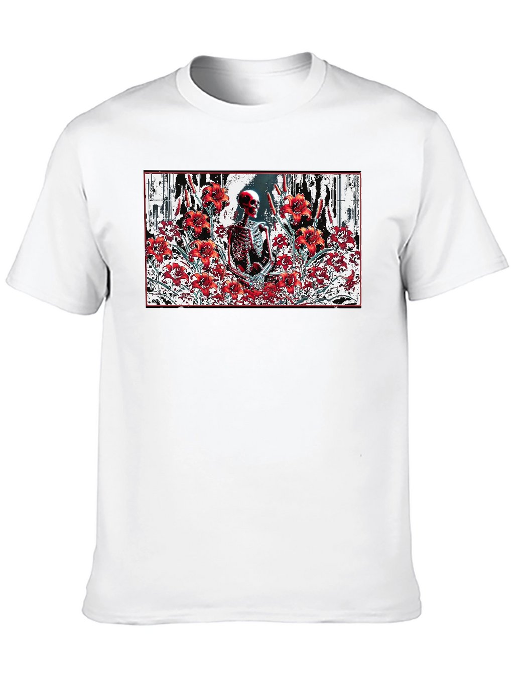 Skeleton in Floral T-Shirt - Gothic Style