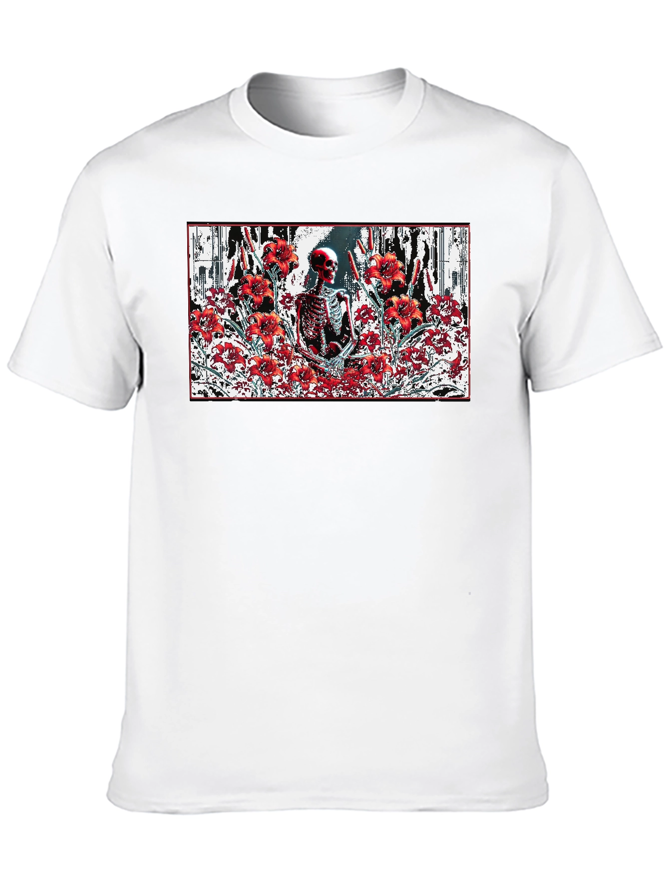 Skeleton in Floral T-Shirt - Gothic Style