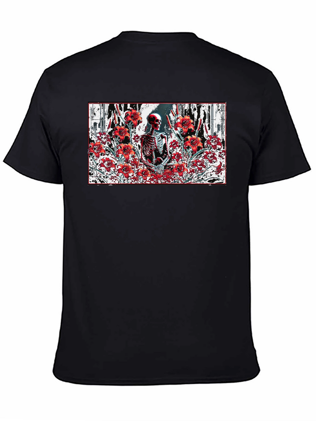 Skeleton in Floral T-Shirt - Gothic Style