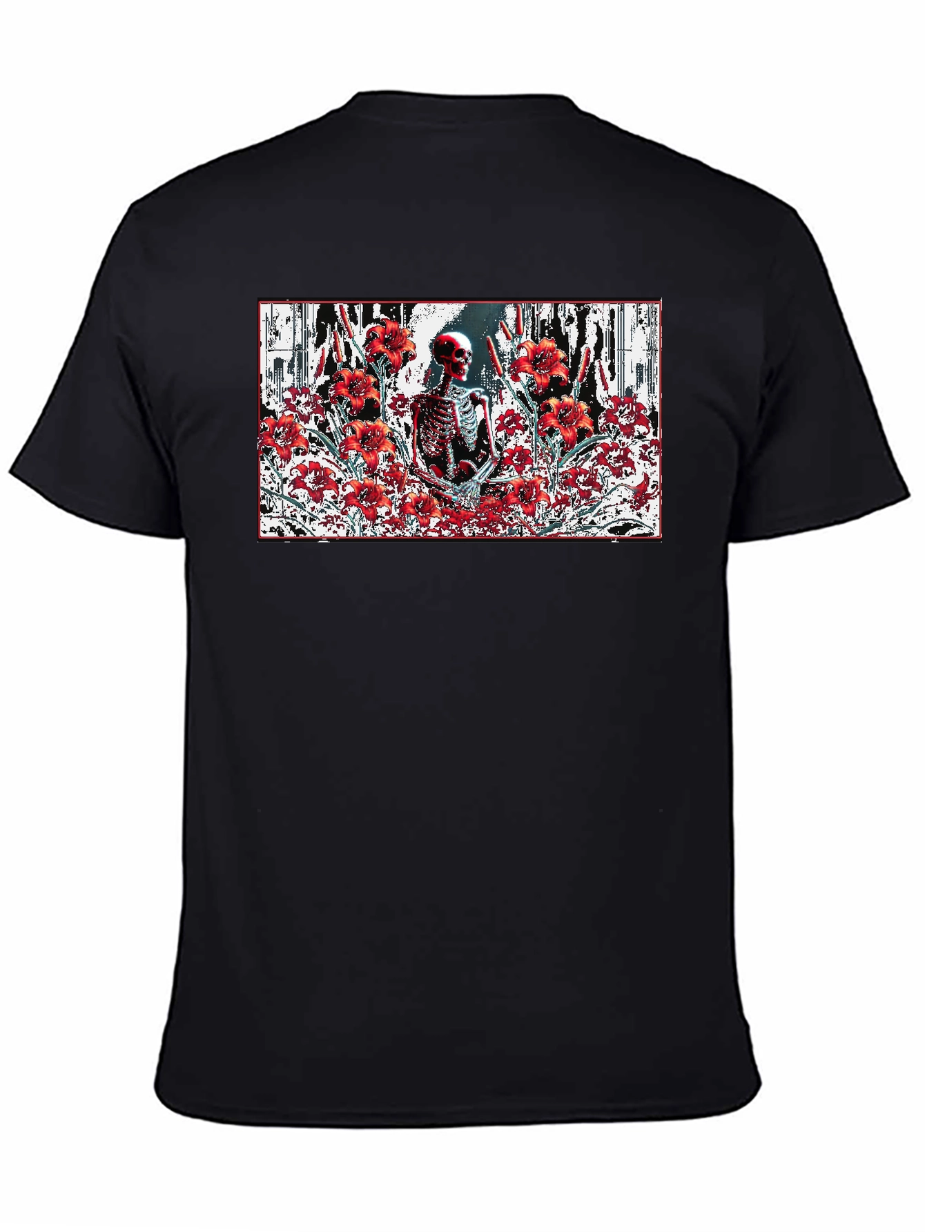 Skeleton in Floral T-Shirt - Gothic Style