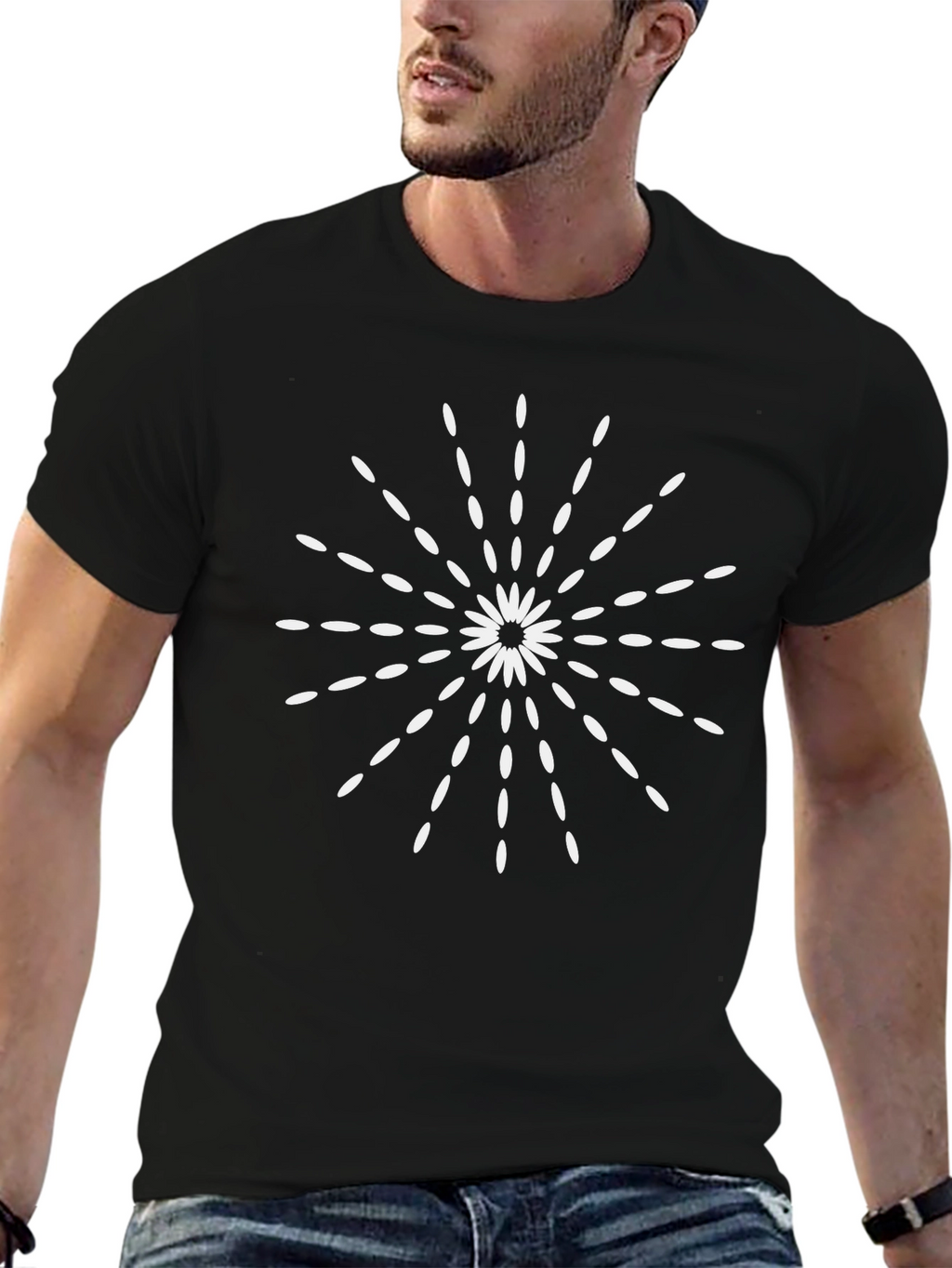 Modern Burst Graphic Black T-Shirt