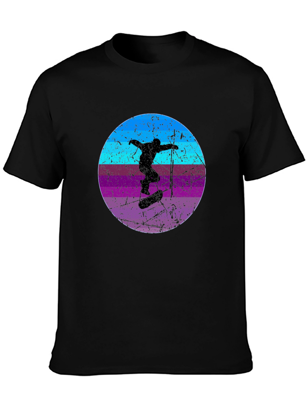 Retro Skateboarder Graphic Tee - Cool Black T-Shirt
