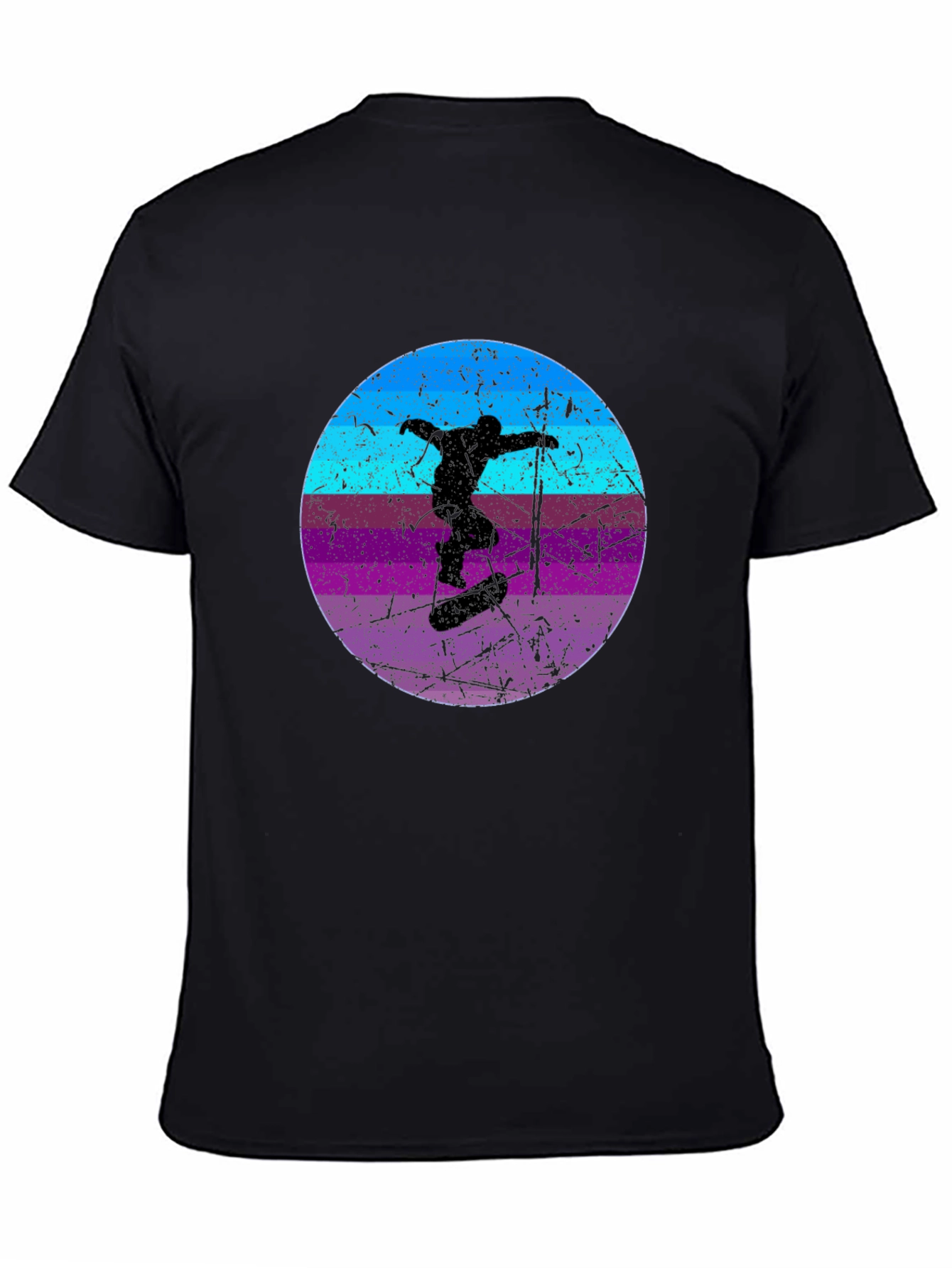 Retro Skateboarder Graphic Tee - Cool Black T-Shirt