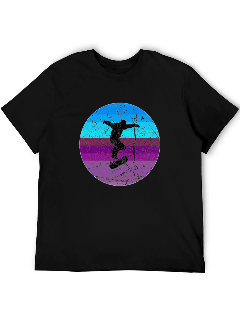 Retro Skateboarder Graphic Tee - Cool Black T-Shirt
