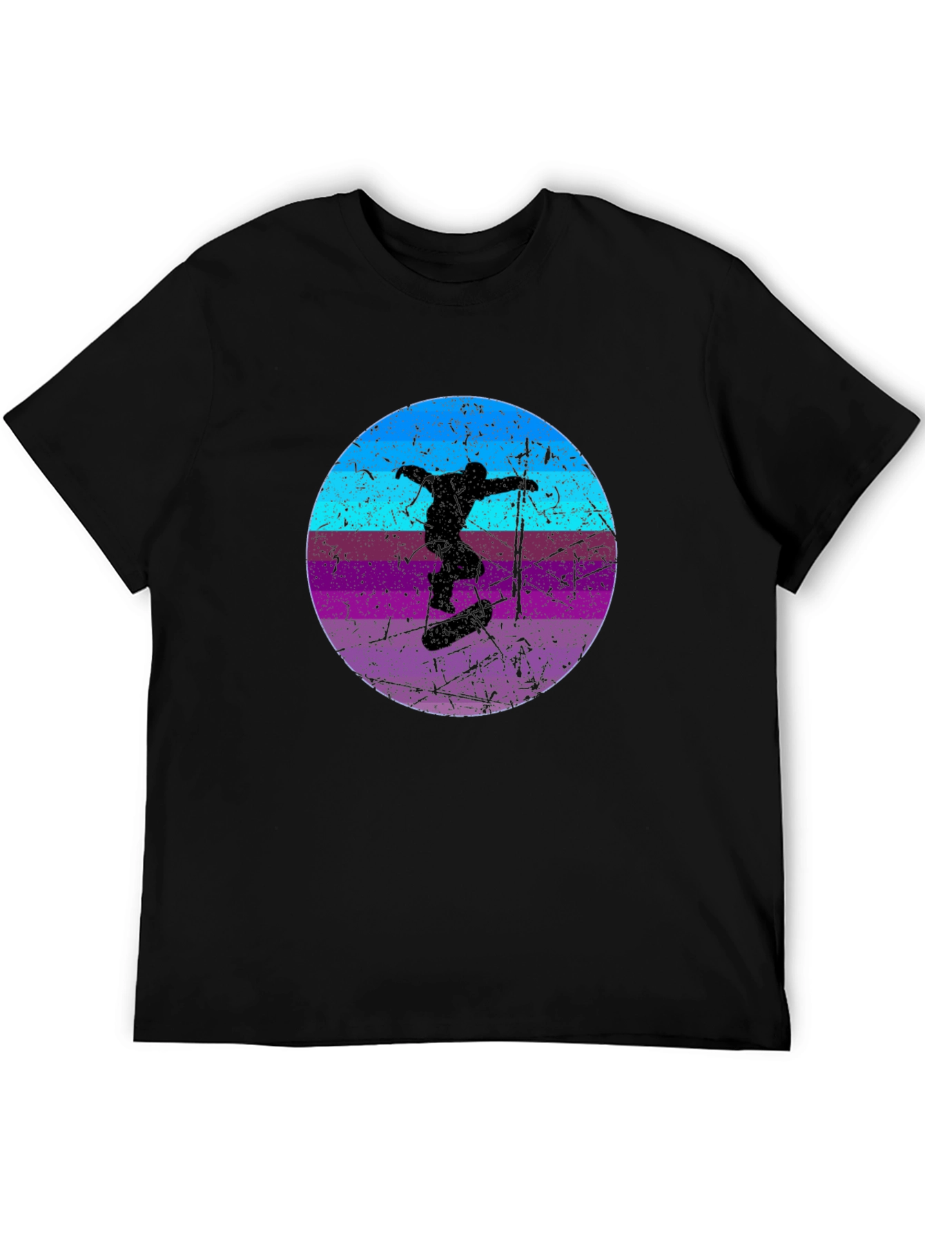 Retro Skateboarder Graphic Tee - Cool Black T-Shirt