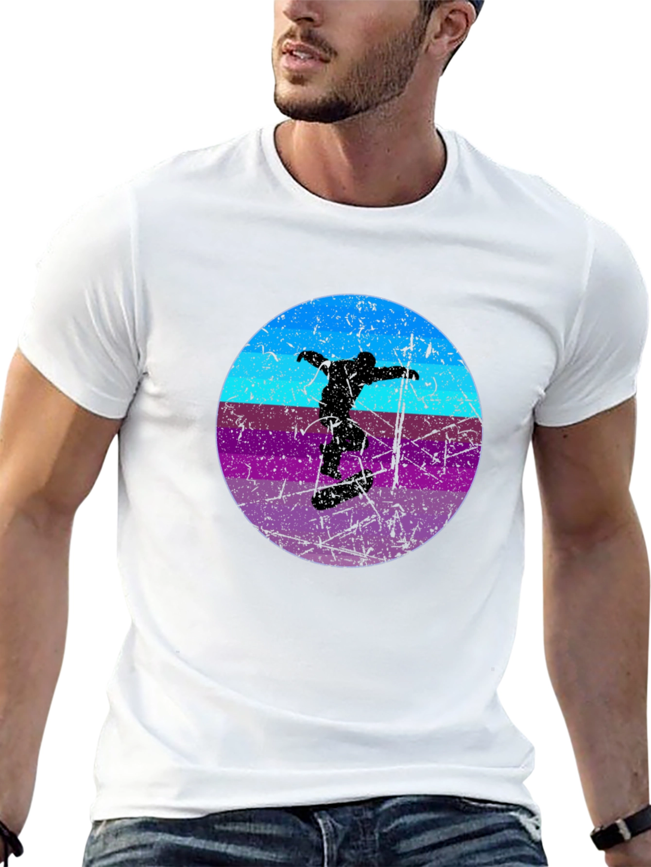 Retro Skateboarder Graphic Tee - Cool Black T-Shirt