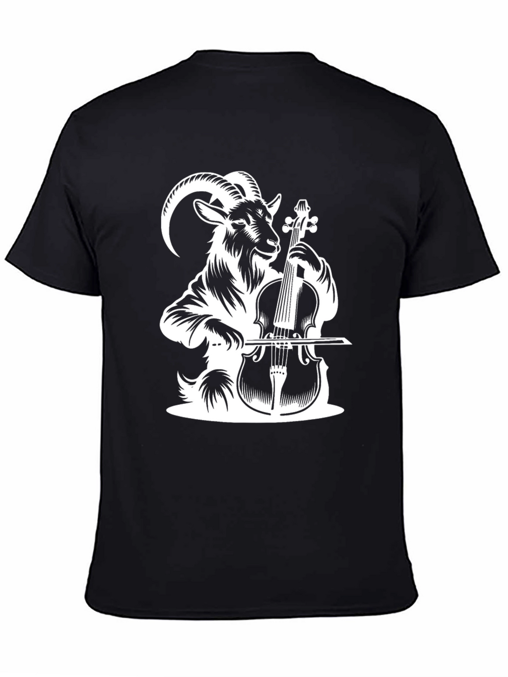 Goat Playing Cello Black T-Shirt