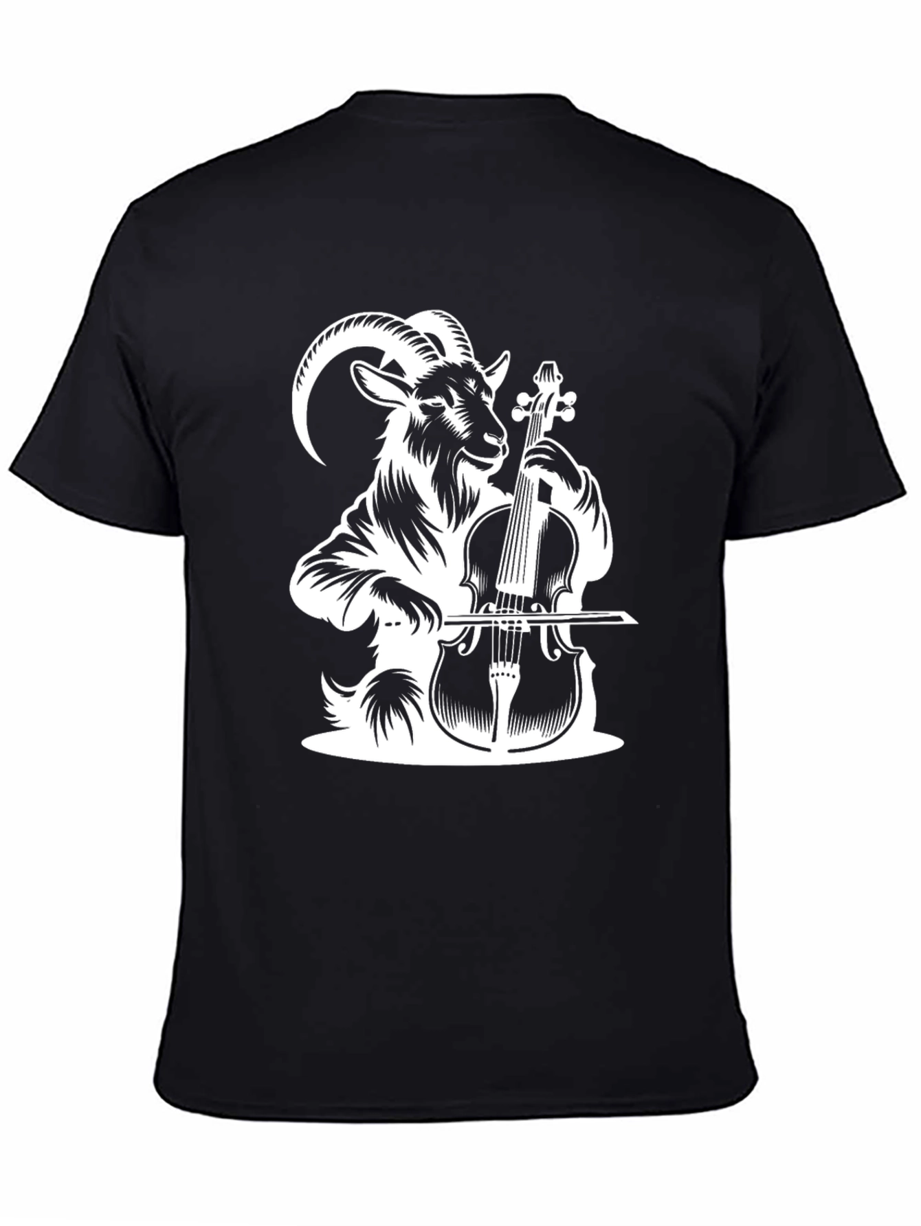 Goat Playing Cello Black T-Shirt