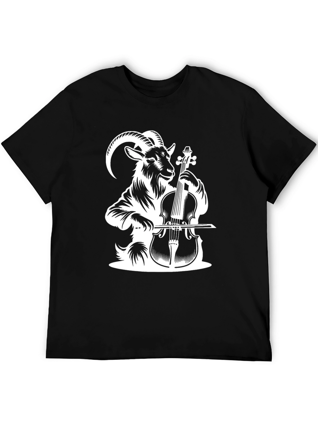Goat Playing Cello Black T-Shirt