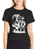 Goat Playing Cello Black T-Shirt