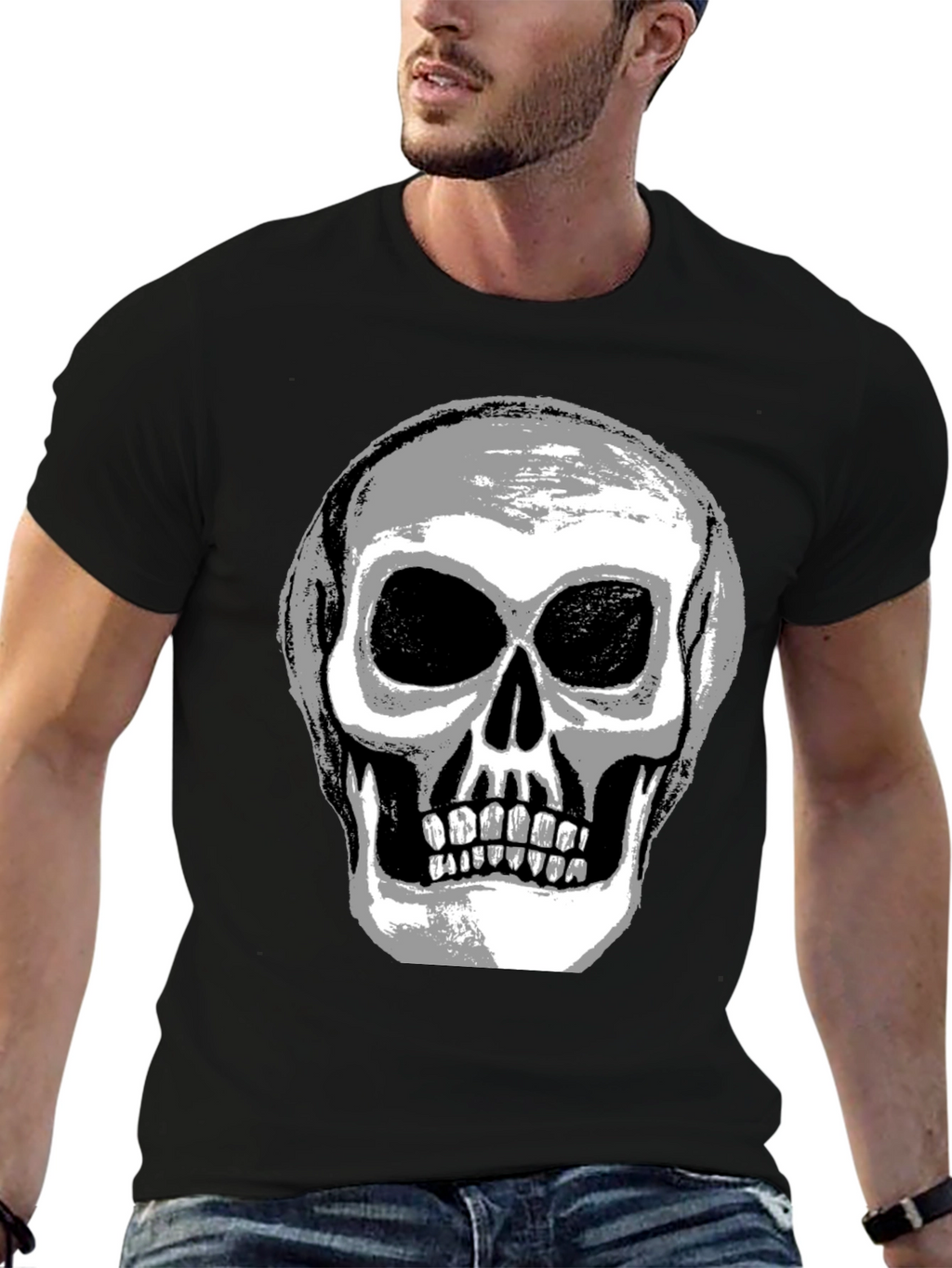 Skull Graphic Tee - Mens Black Cotton T-Shirt