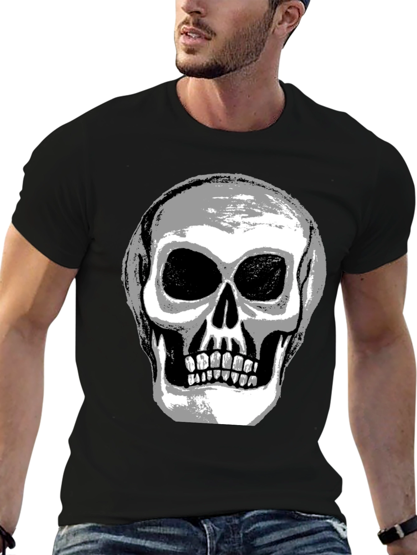 Skull Graphic Tee - Mens Black Cotton T-Shirt