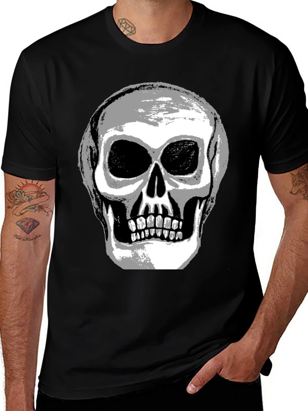 Skull Graphic Tee - Mens Black Cotton T-Shirt