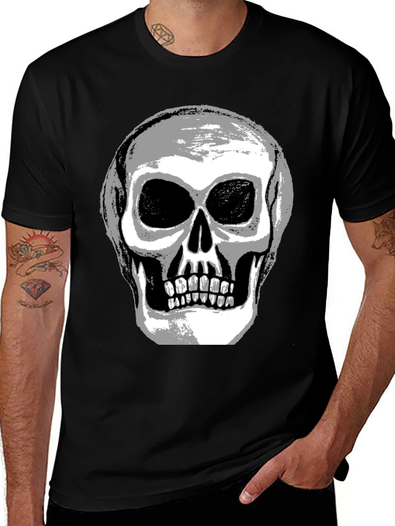 Skull Graphic Tee - Mens Black Cotton T-Shirt
