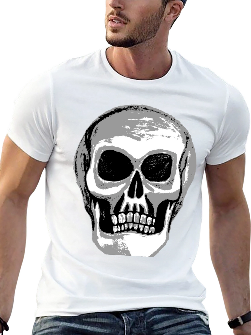 Skull Graphic Tee - Mens Black Cotton T-Shirt